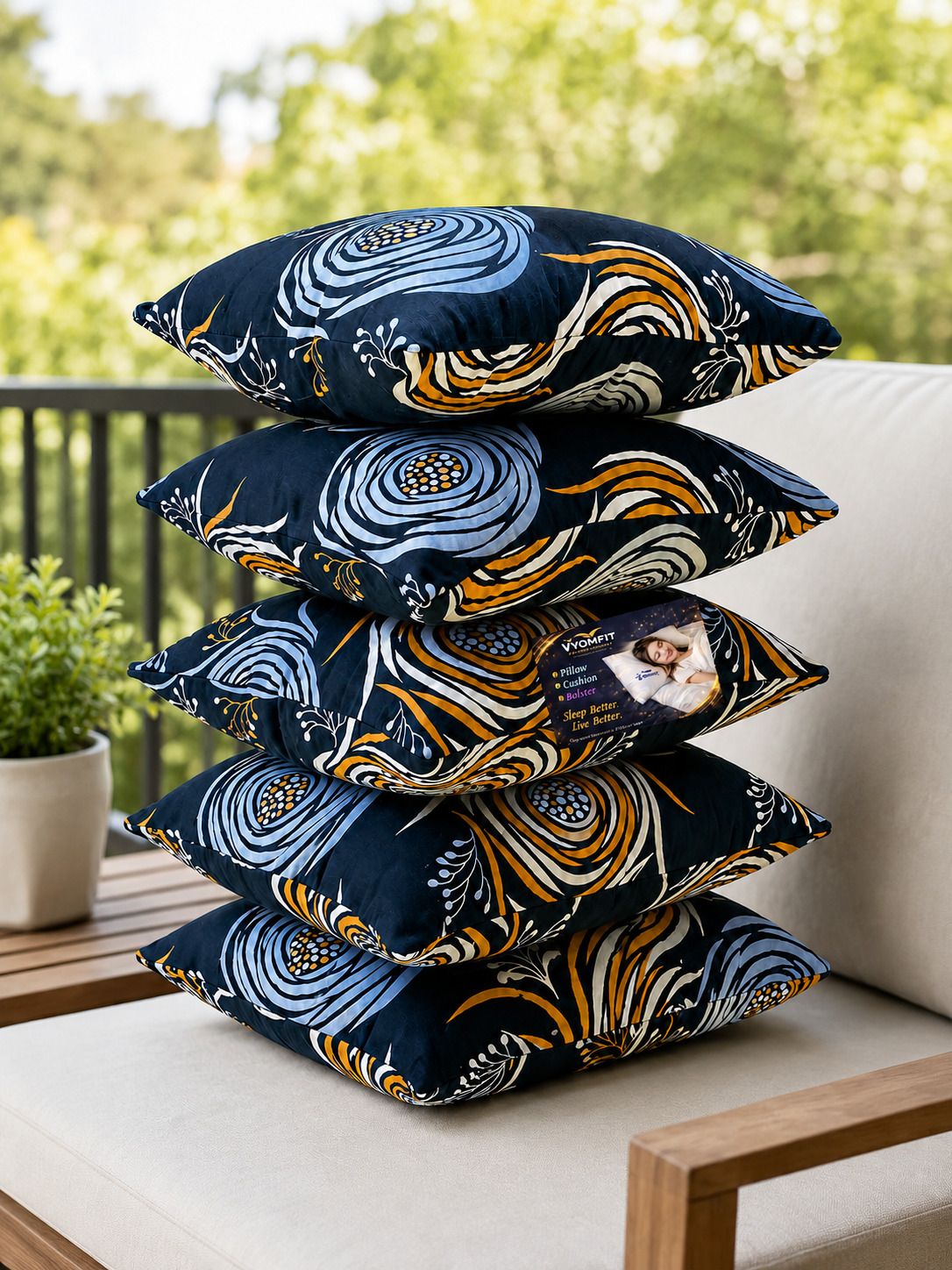 Microfibre Cushion Pack of 5 Printed Premium Cushion Set | (16x16 inch)-image-48