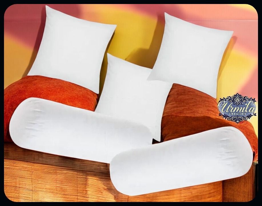 Diwan Set Of 3 Cushion & 2 Microfibre Solid Bolster Pack of 5-image-33