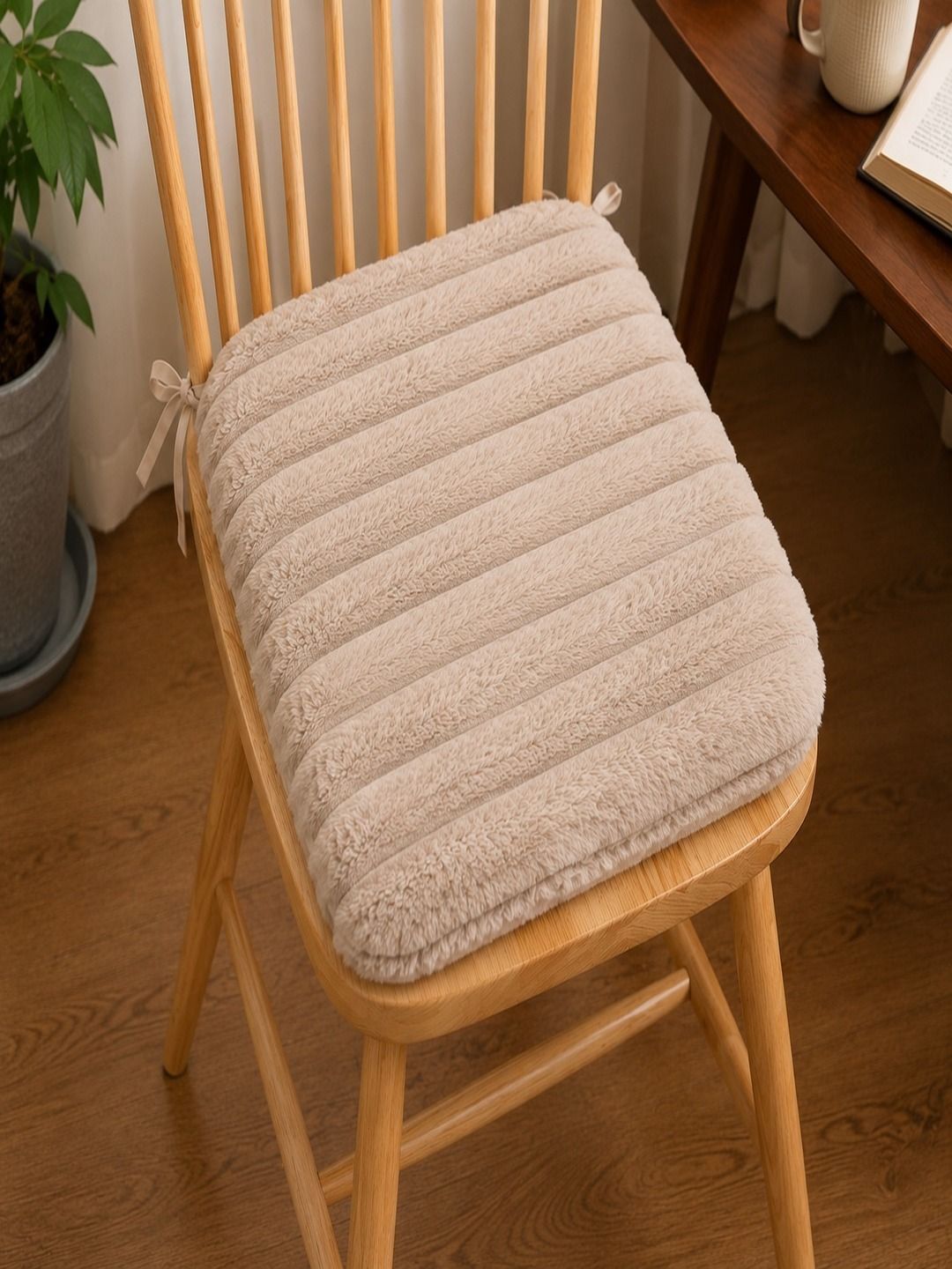 rustic linen Foam Chair Pad Pack of 2 Solid-picture-0
