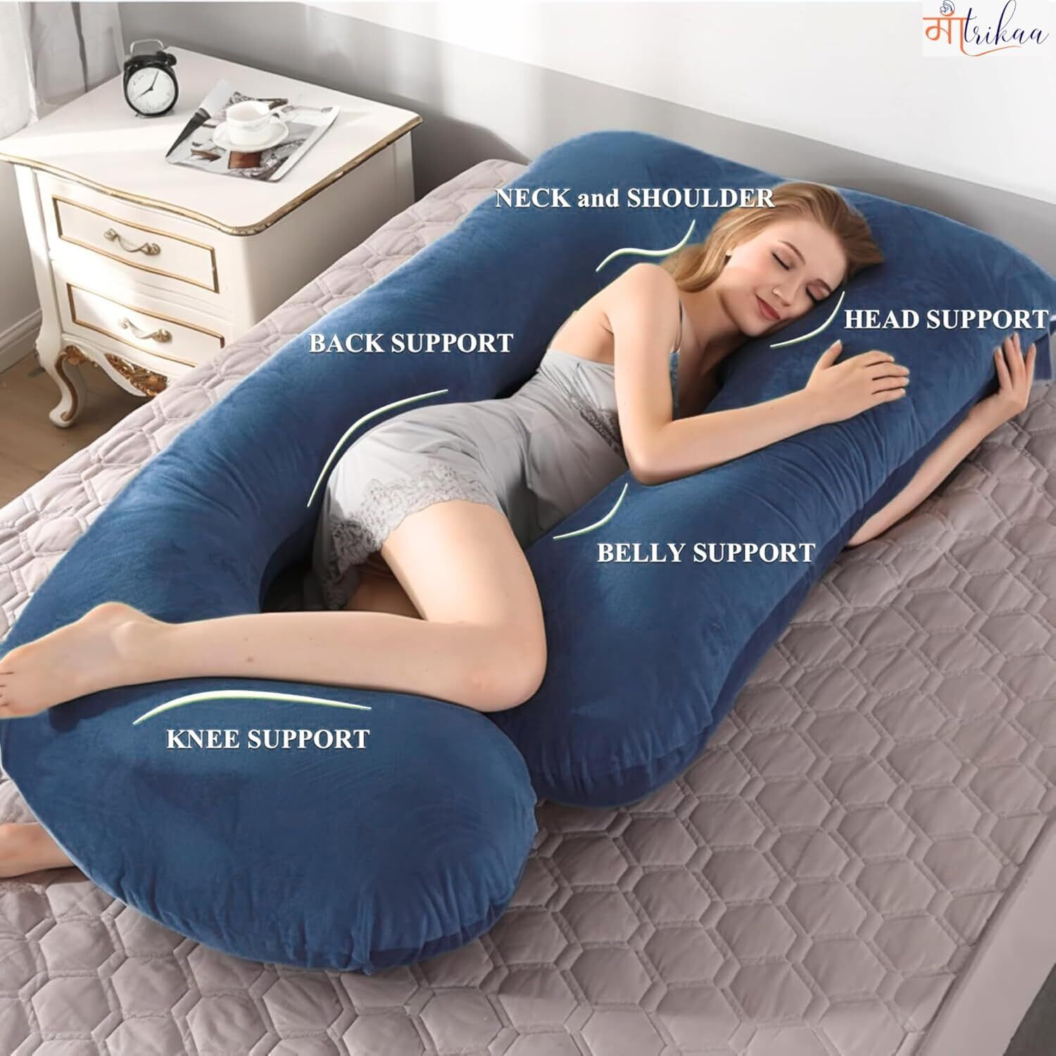 Ultra soft j shaped pillow Polyester Fibre Solid Pregnancy Pillow Pack of 1