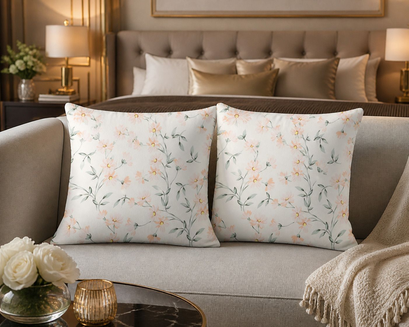 floating dreams Microfibre, Cotton Cushion Pack of 2 Printed Premium cushion pillow set for Sofa-picture-3