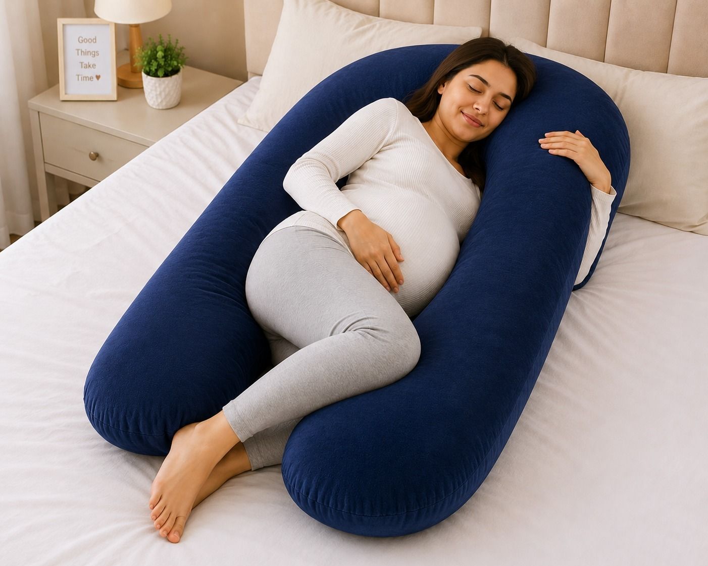 jaipurlinen Microfibre Pregnancy Pillow Pack of 1 Solid Mother Comfort Collection-picture-40