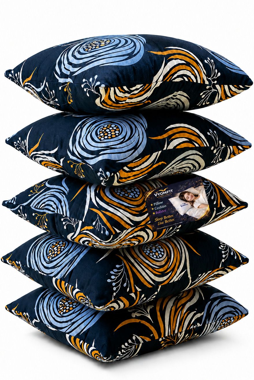 vyomfit Microfibre Cushion Pack of 5 Printed Premium Cushion Set | (16x16 inch)-picture-35