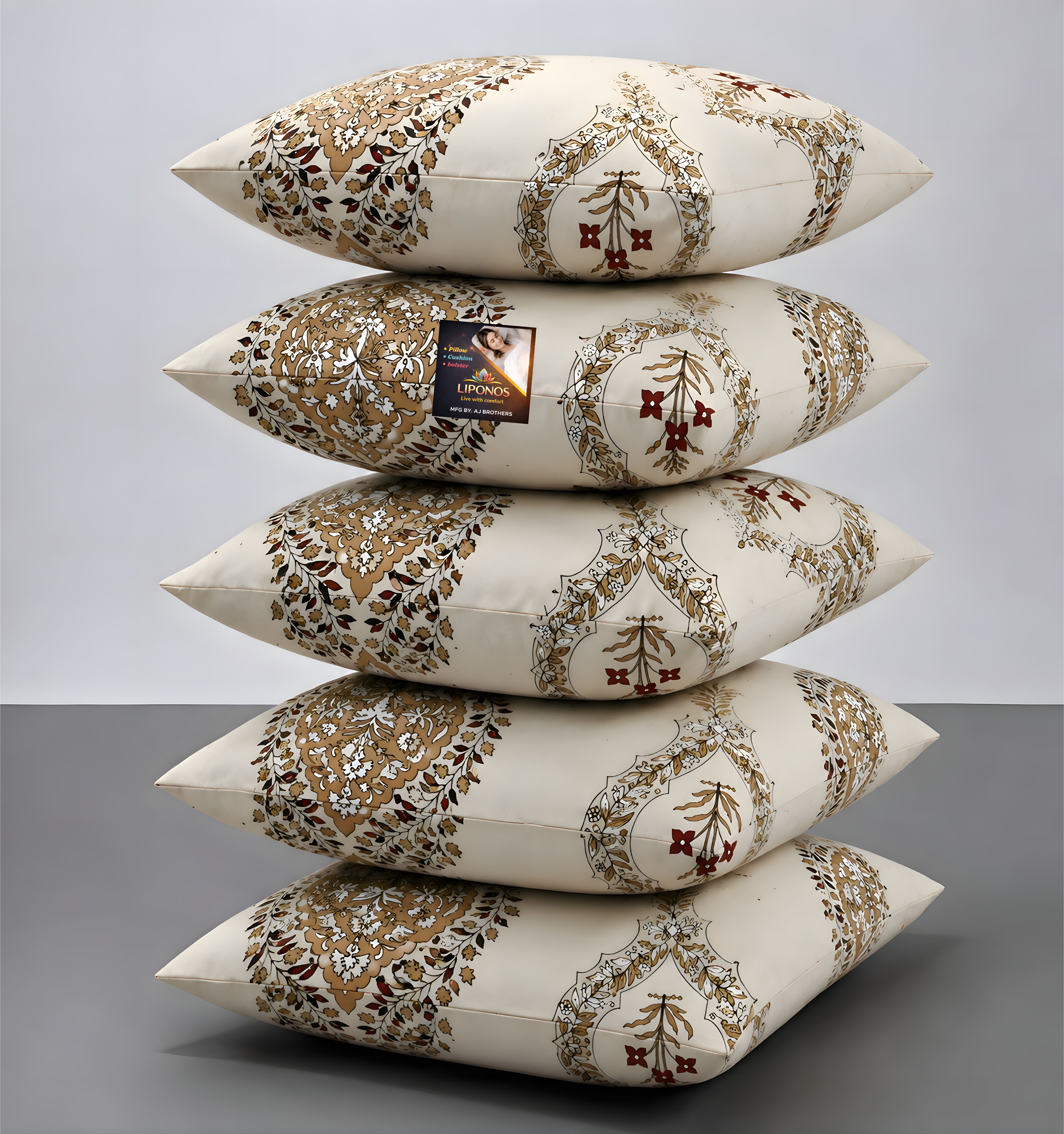 Microfibre Cushion Pack of 5 Floral Premium Cushion Set (16x16 inch)-image-28