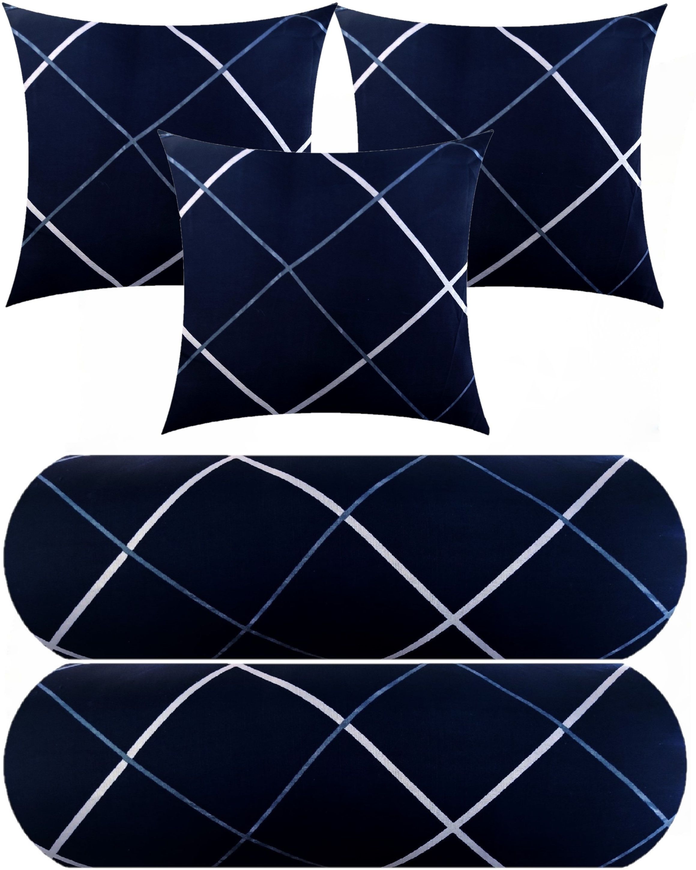 swikon star 3 Cushion 2 bolster Microfibre Geometric Bolster Pack of 5-picture-17