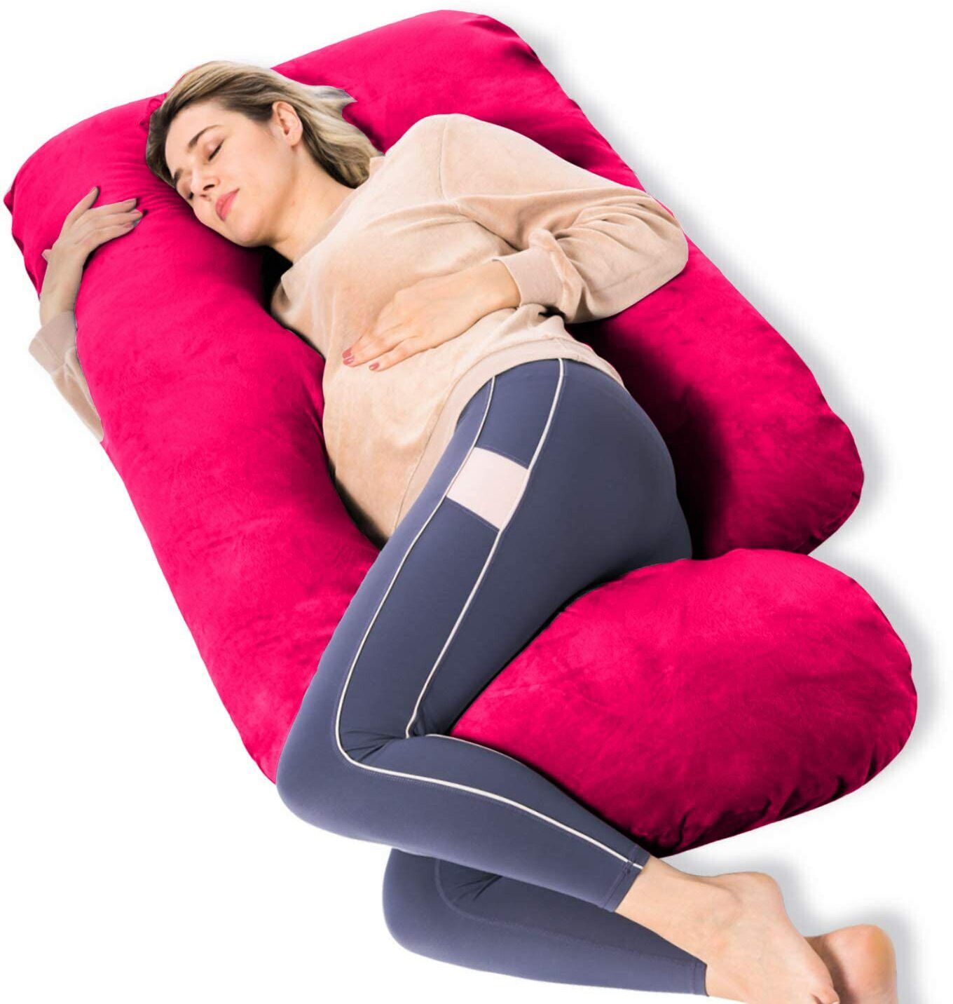 ultra soft j shaped pillow Polyester Fibre, Microfibre Solid Pregnancy Pillow Pack of 1-image-18