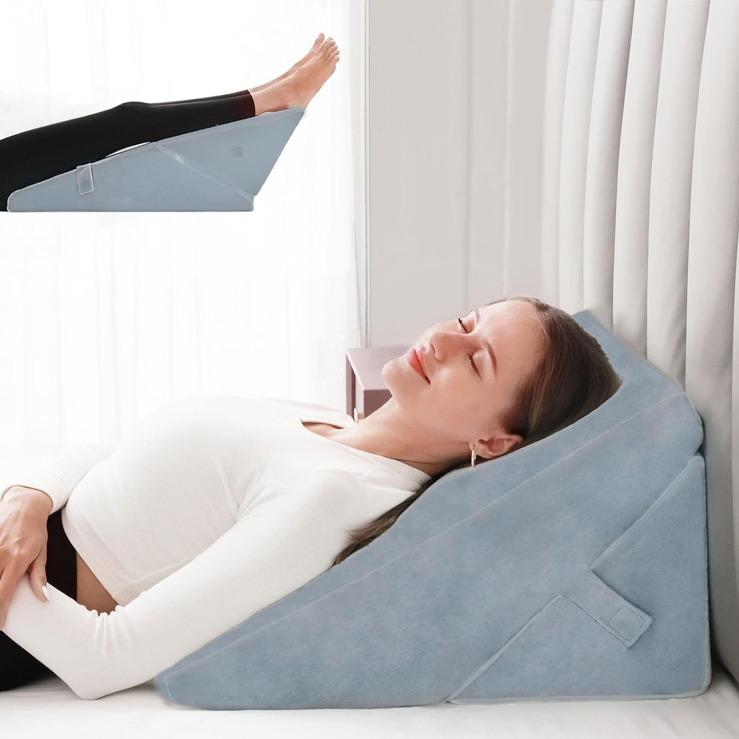 Adjustable Memory Foam Wedge Pillow, 7 in 1 versatile design Leg & Back Support Memory Foam Solid Body Pillow Pack of 1-image-5