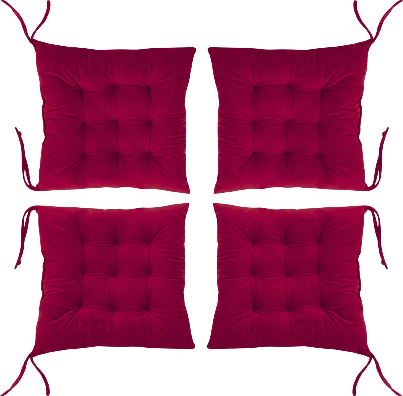 Cotton Chair Pad Pack of 4 Solid Soft & Comfortable Cotton Chair Cushion Pad-image-33