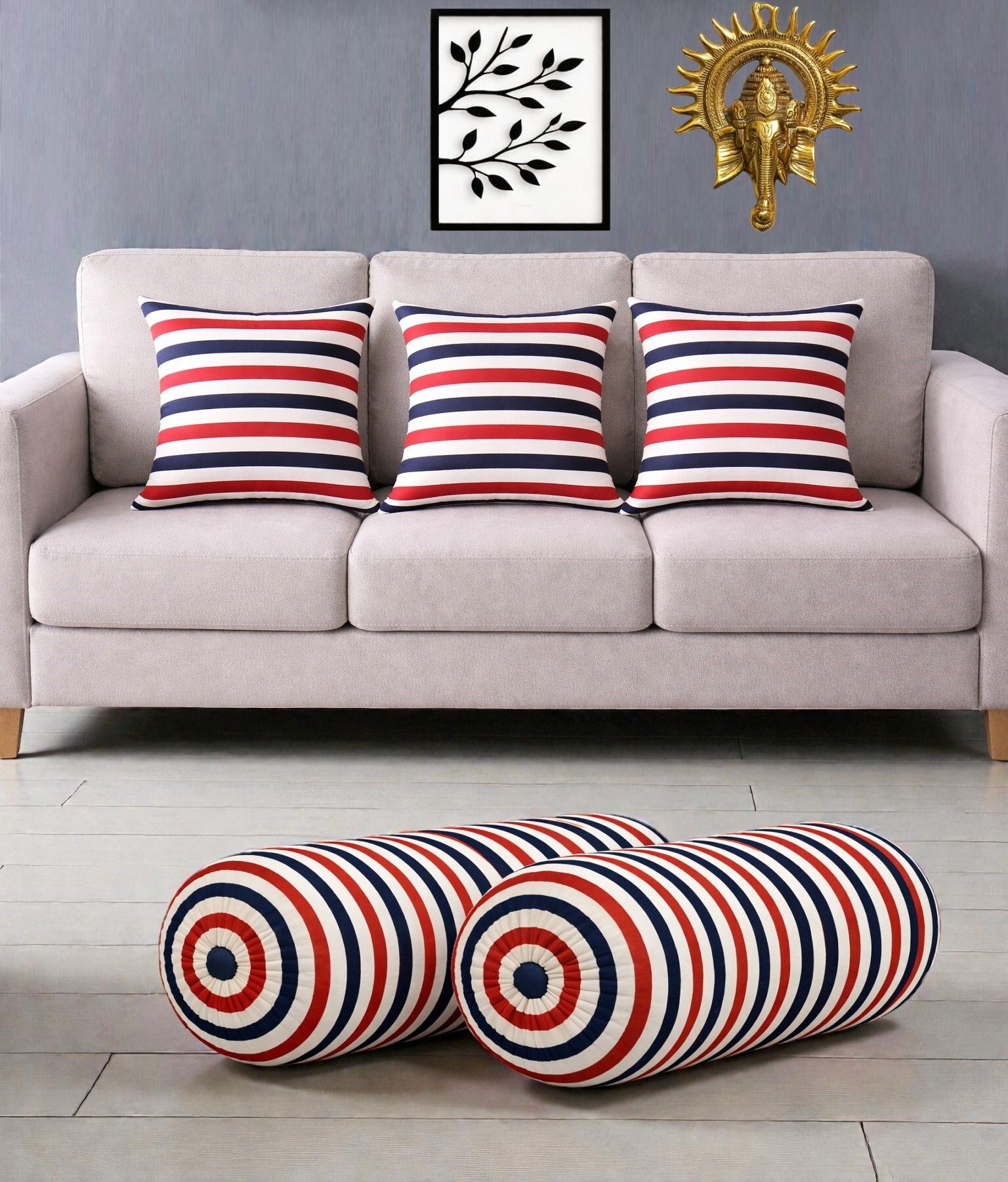 gkm Microfibre Bolster Pack of 5 Floral Combo Set Of 3 Cushion And 2 Bolster-picture-49