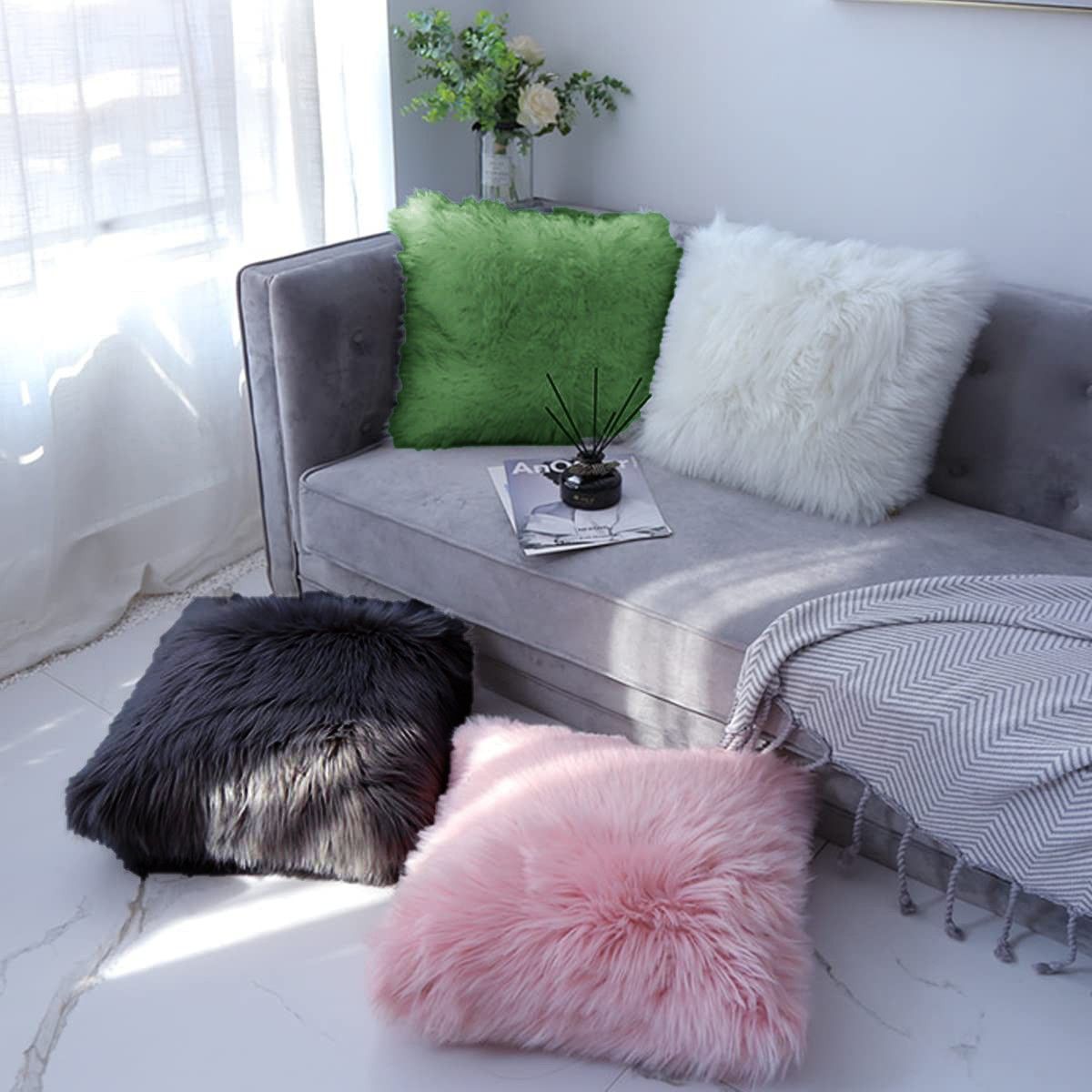 pickkart Microfibre Solid Cushion Pack of 4-picture-34