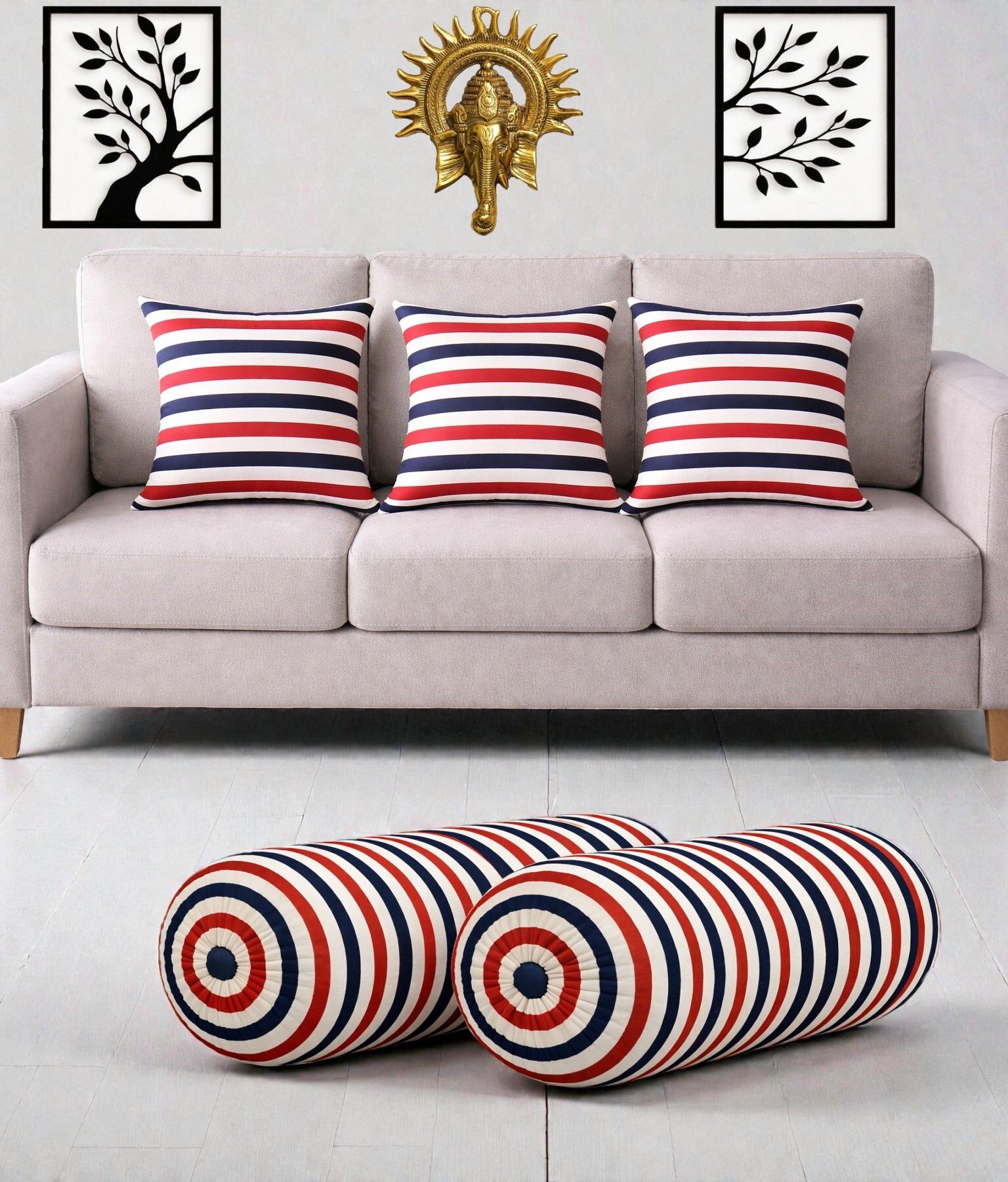 changers Microfibre Bolster Pack of 5 Floral Combo Set Of 3 Cushion And 2 Bolster-picture-47