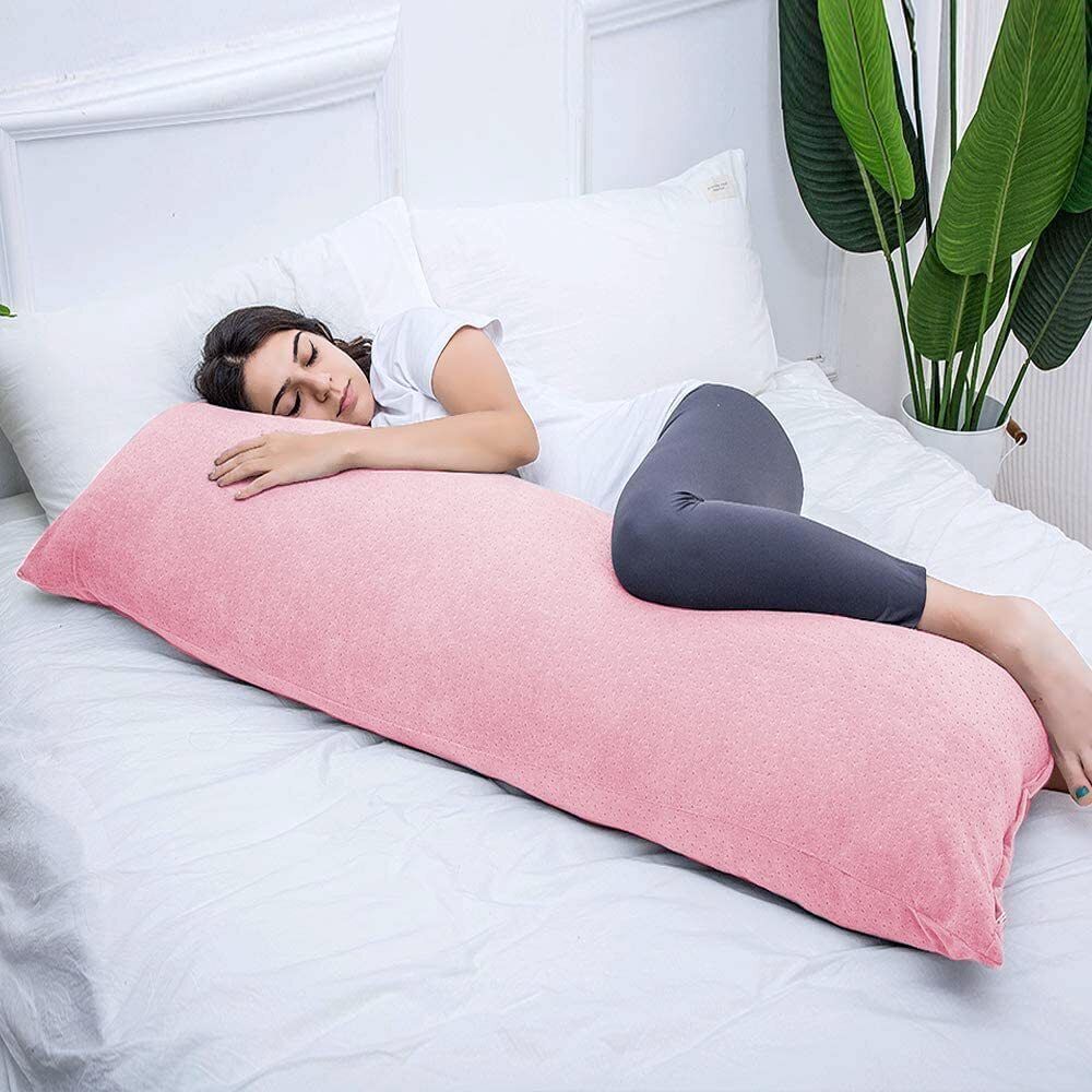 Polyester Fibre Body Pillow Pack of 1 Nature Luxury Full Body Support Sleeping Hug Long Pillow with Zipper Washable Cover-image-9