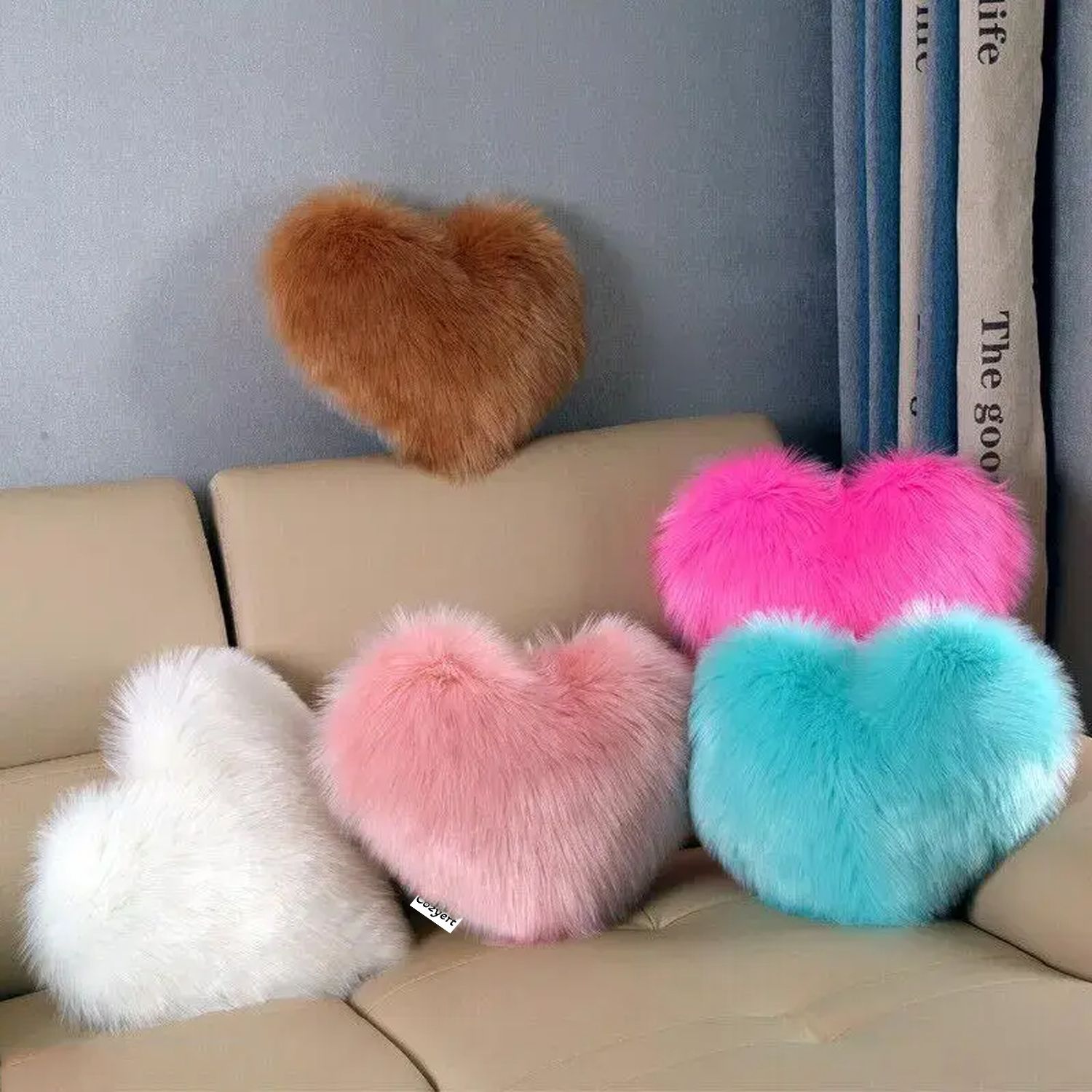 Heart Pillow Microfibre Solid Cushion Pack of 5