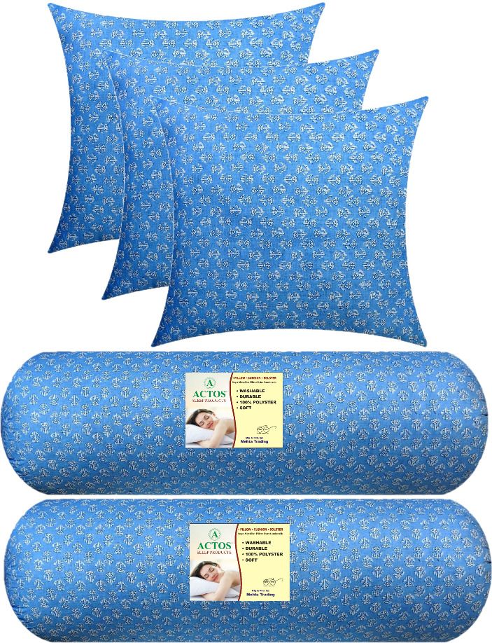 Microfibre Cushion Pack of 5 Floral 2 Bolster 3-image-46