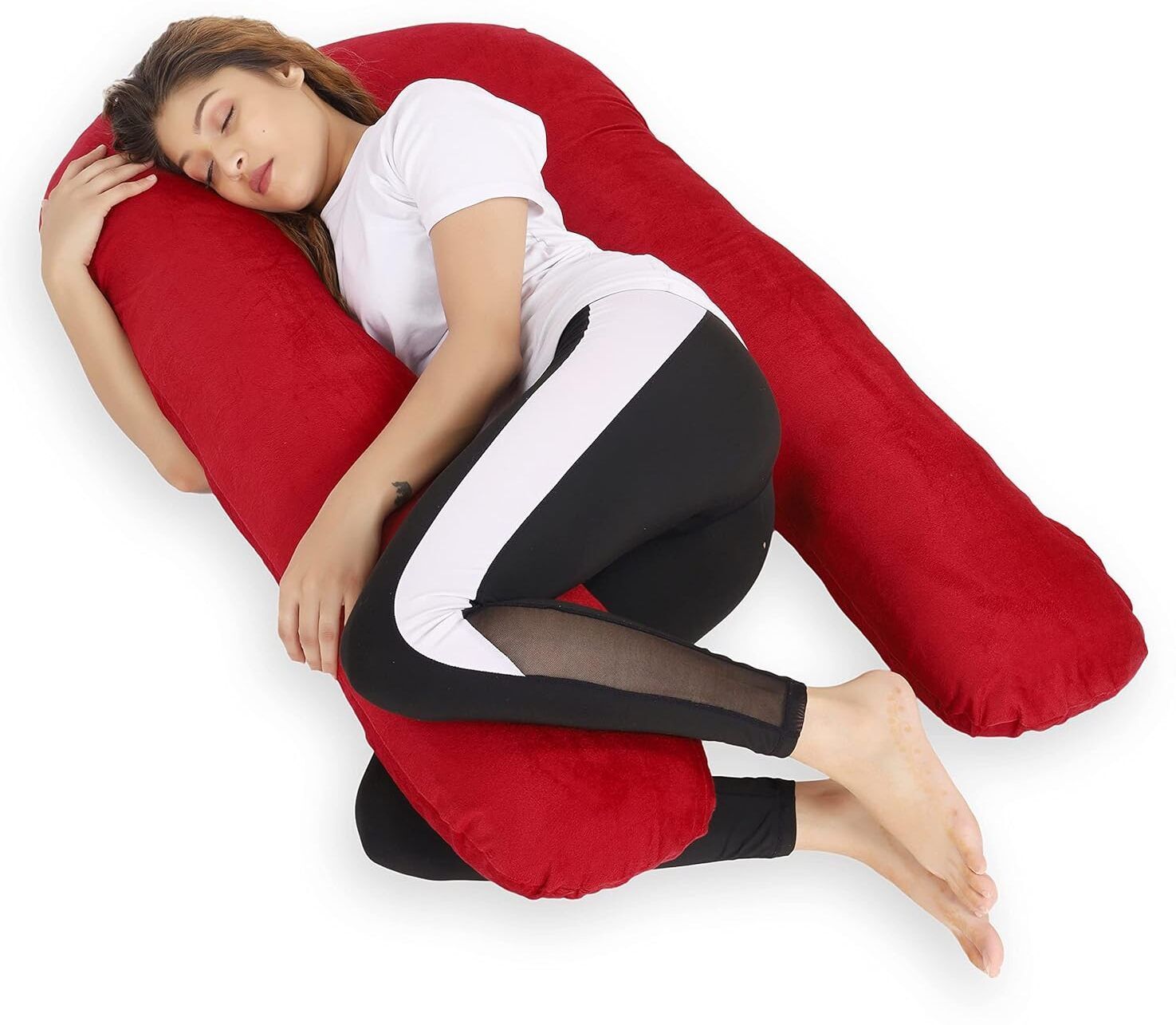 zoxab Polyester Fibre Pregnancy Pillow Pack of 1 Solid Luxury C Shape-picture-21