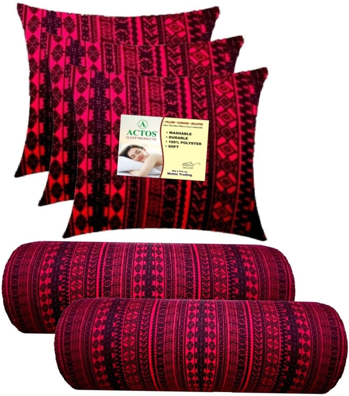 Microfibre Geometric Bolster Pack of 5-image-33