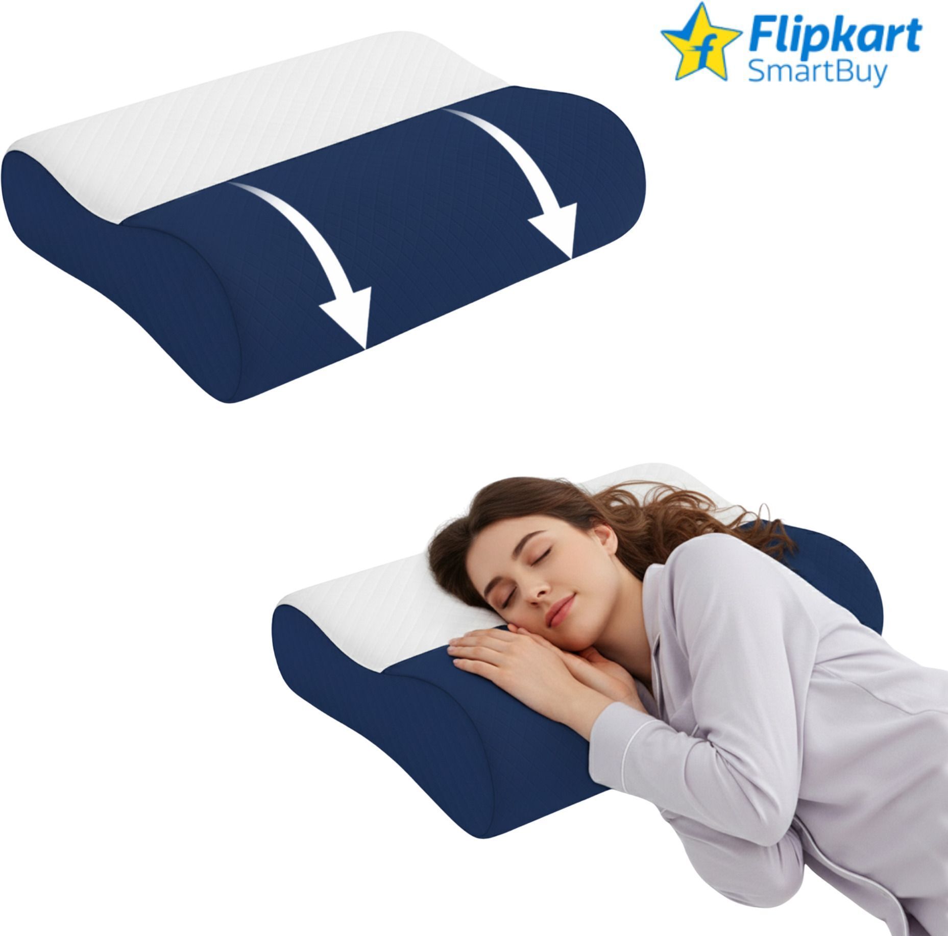 flipkart smartbuy Memory Foam Orthopaedic Pillow Pack of 1 Solid ComfortContour, OrthoRest Premium, OrthoWave, NeckEase Support, SpineAlign-picture-17