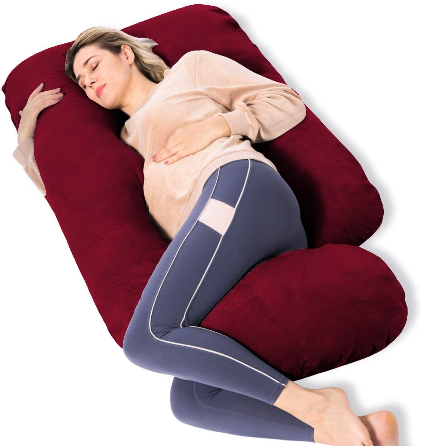dyf ultra soft j shaped Polyester Fibre Solid Pregnancy Pillow Pack of 1-picture-16