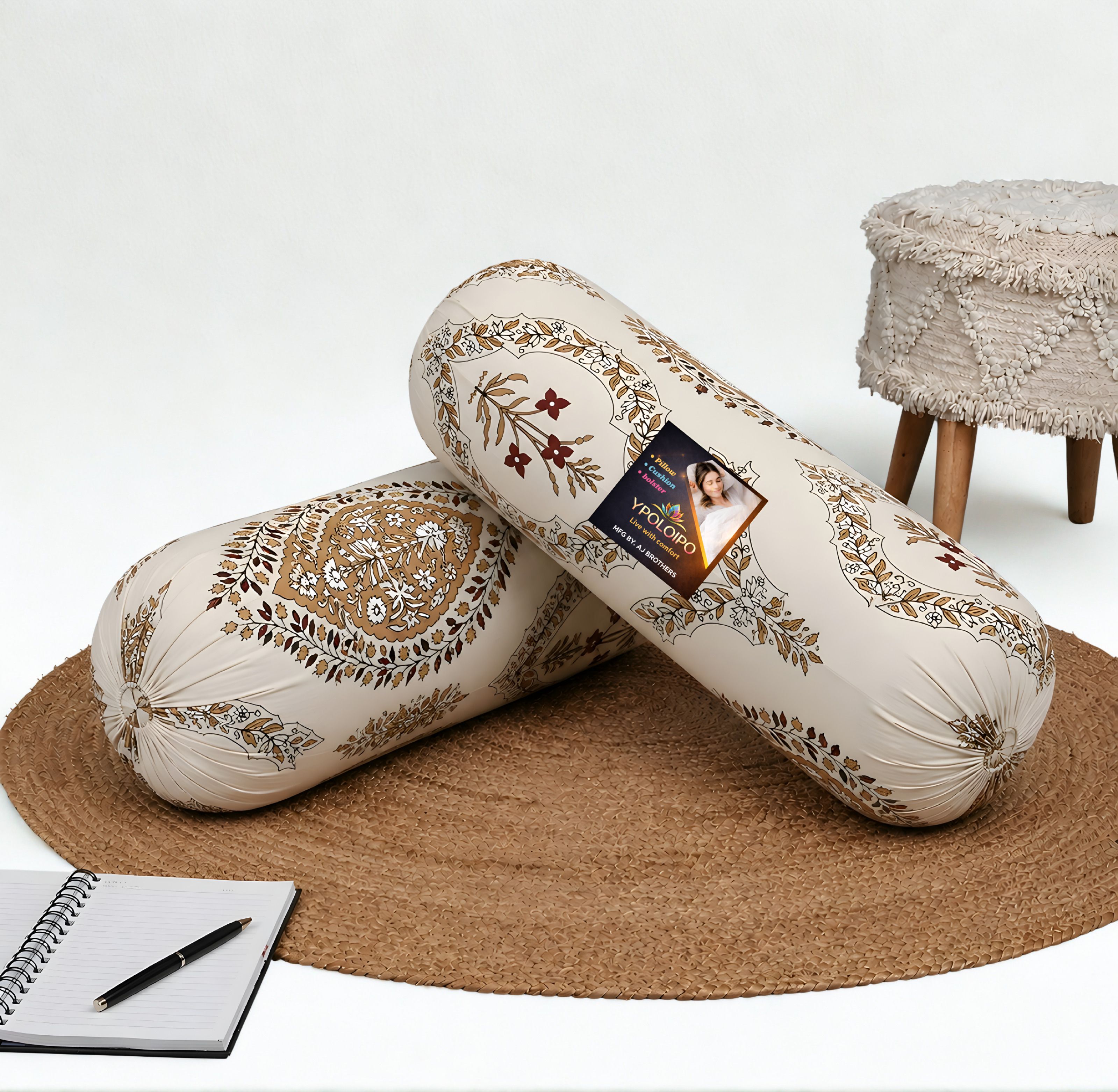 Microfibre Bolster Pack of 2 Floral Premium Bolster Set-image-0