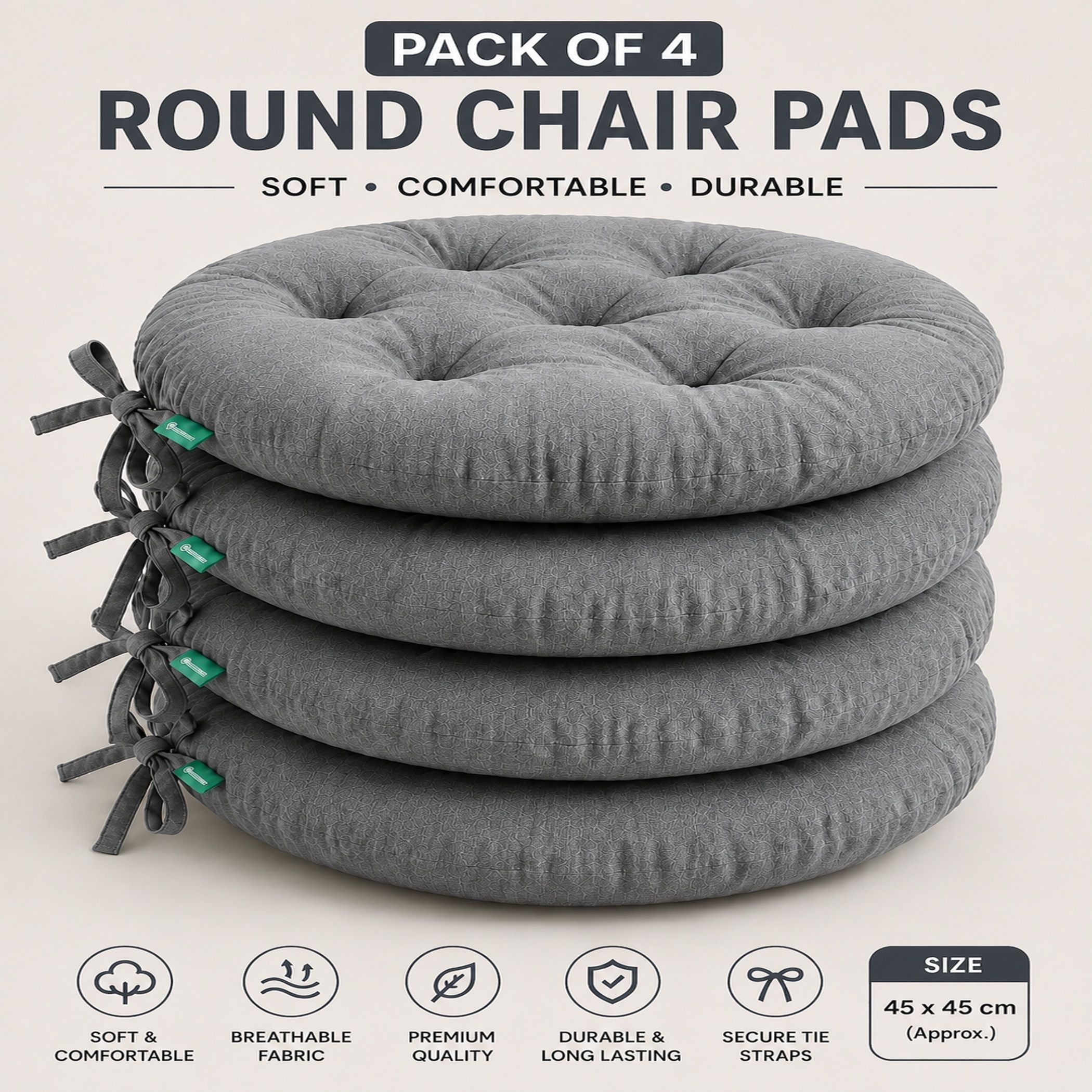 bhebha Microfibre Chair Pad Pack of 4 Solid-picture-49