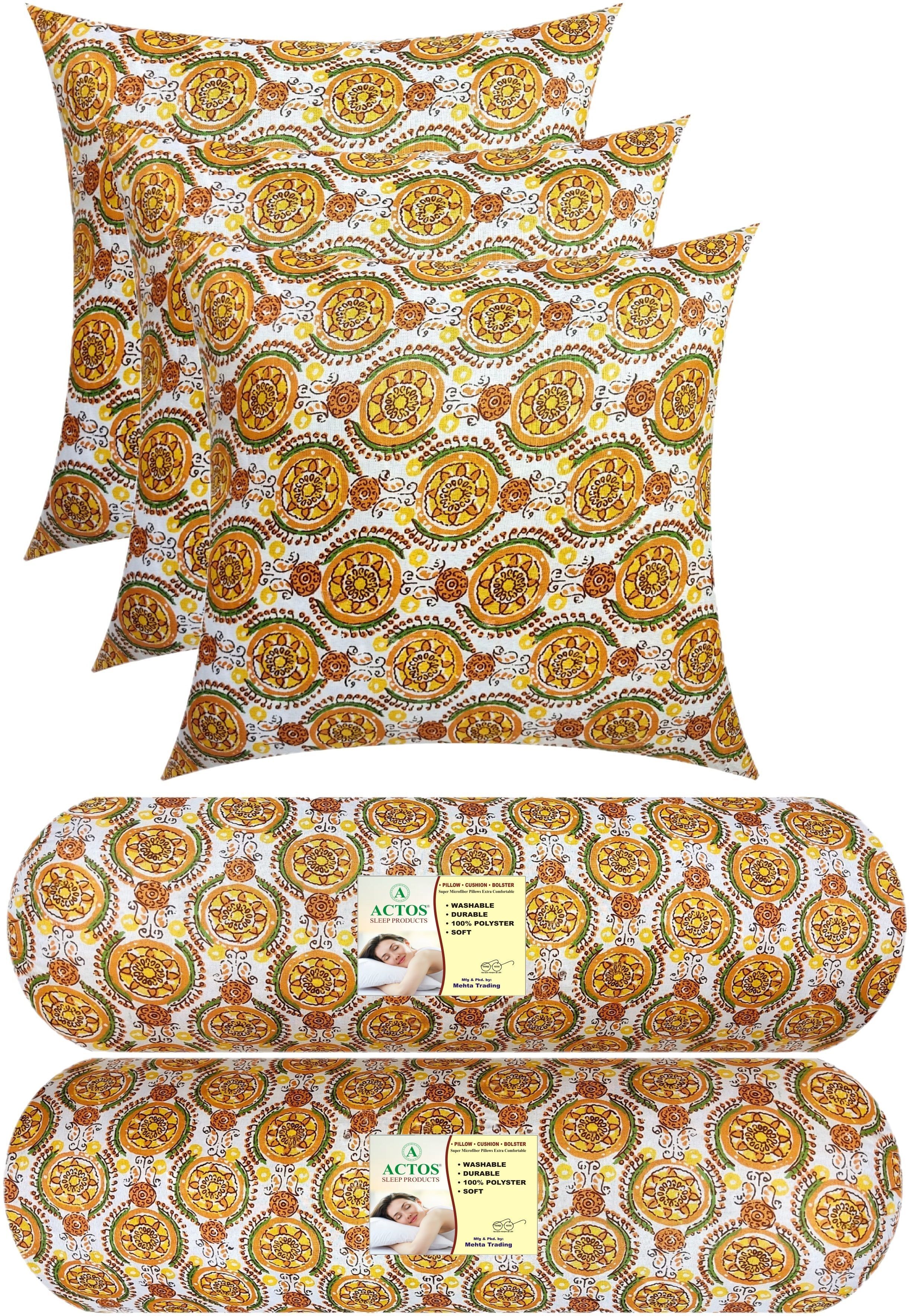 Microfibre Bolster Pack of 5 Floral Round-image-22