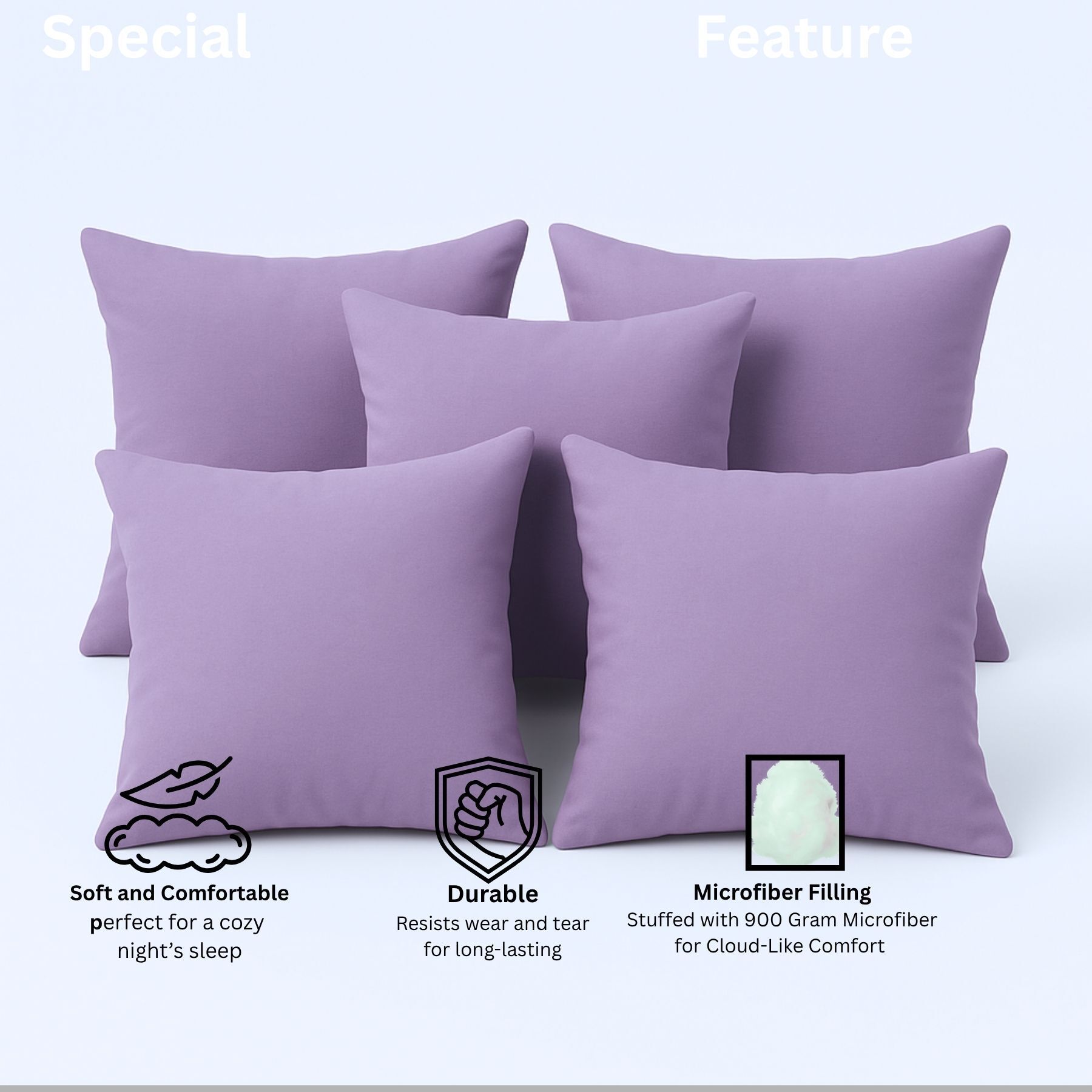 Microfibre Cushion Pack of 5 Solid 12X12 Inch Microfiber Filling Sofa Cushion for Guestroom Car Soft Fluffy Cushion-image-15