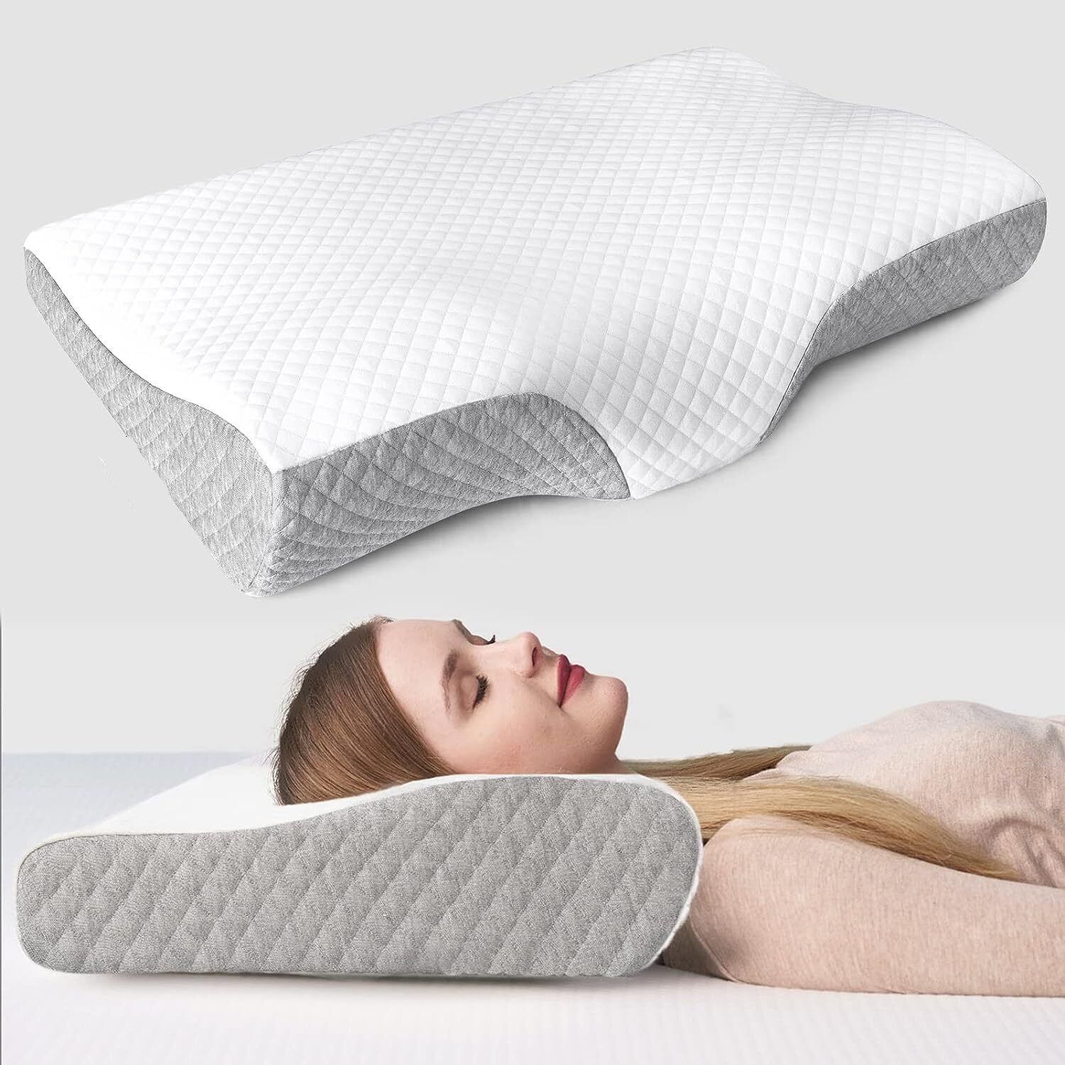 Cervical Contour, Stomached, Anti-Snoring,Side Sleepersa Memory Foam Solid Orthopaedic Pillow Pack of 1