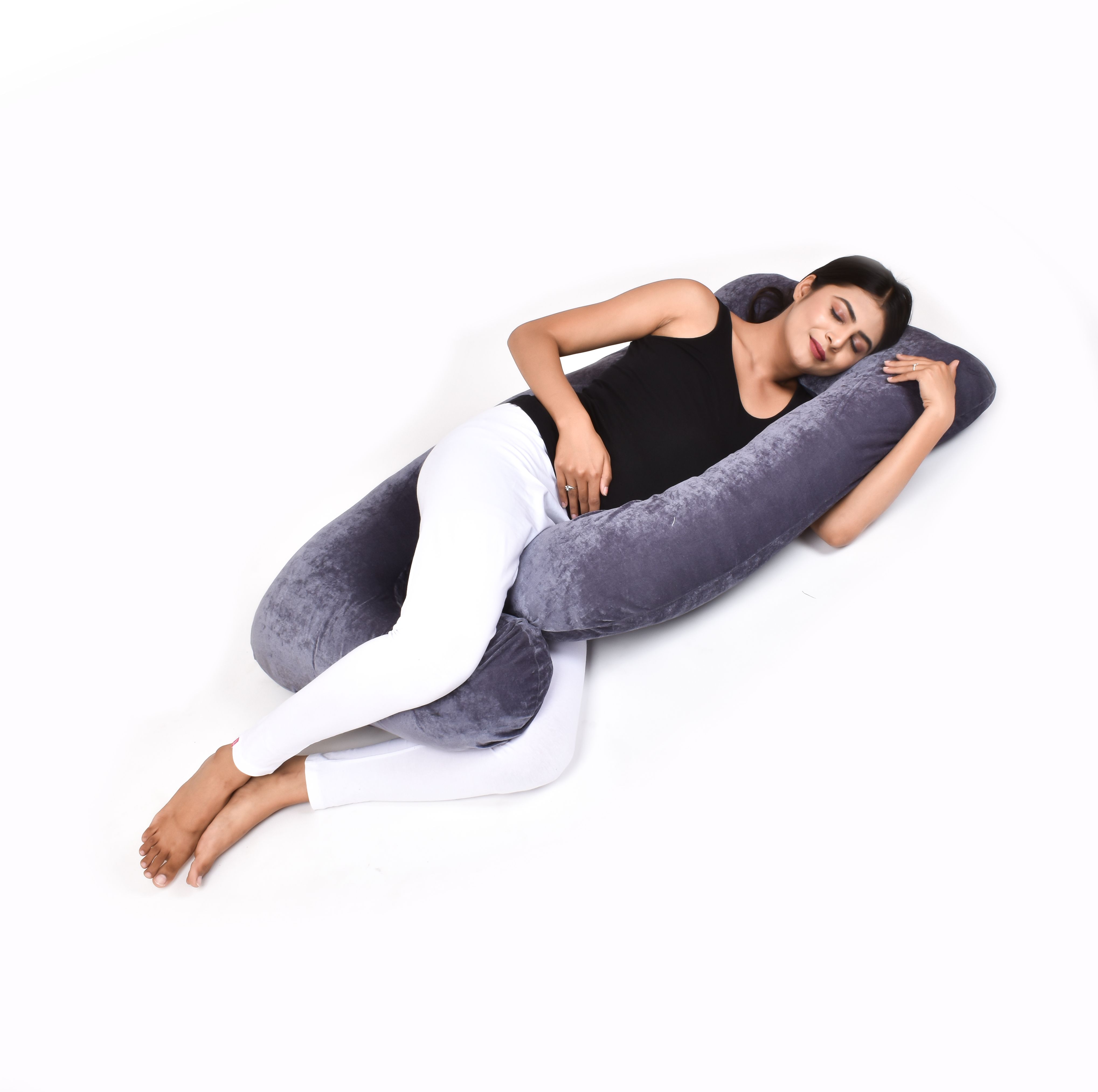 Polyester Fibre Nature Pregnancy Pillow Pack of 1-image-37