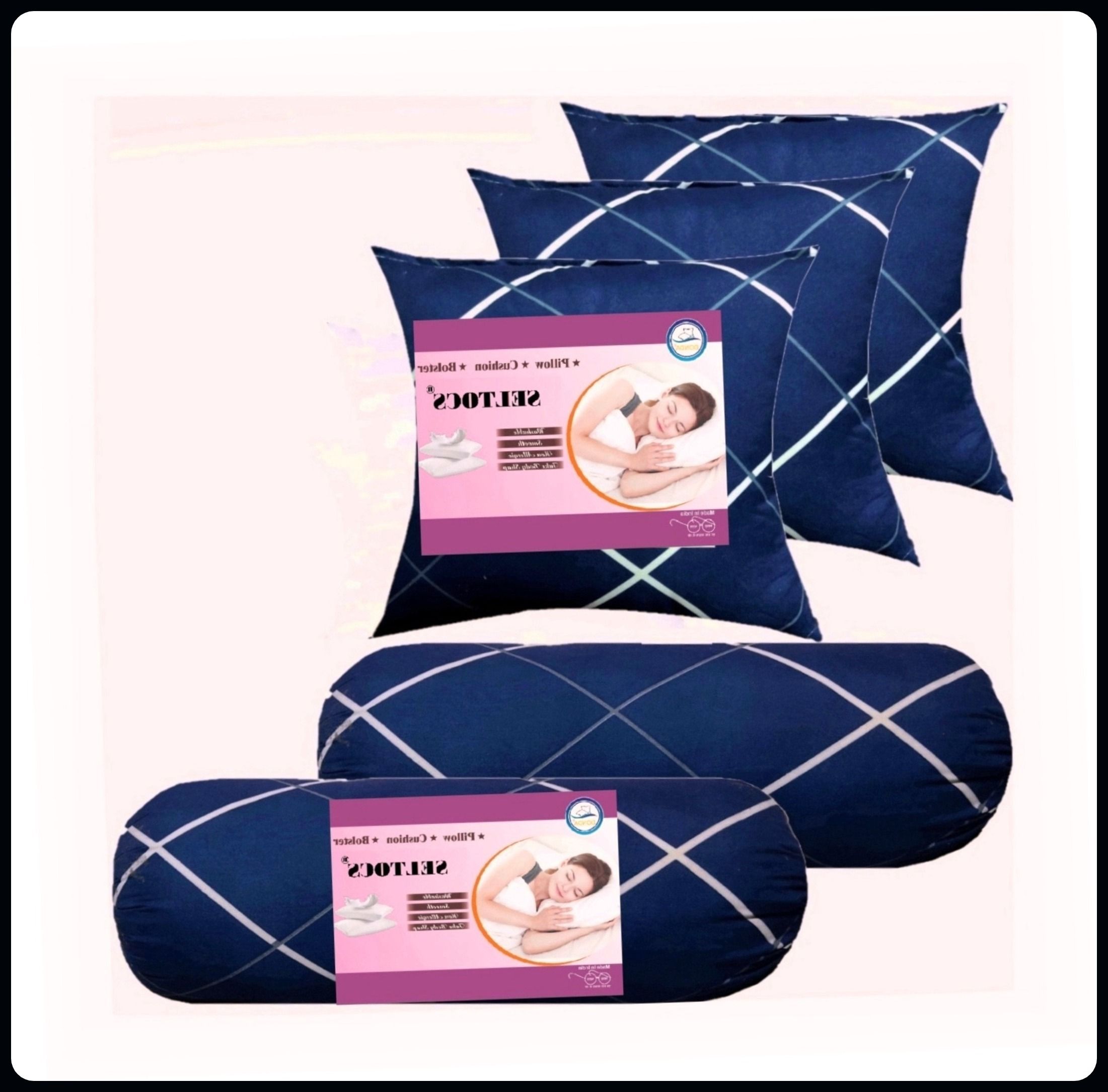 urmila creation 3 CUSHION 2 BOLSTER Microfibre Geometric Bolster Pack of 5-picture-27