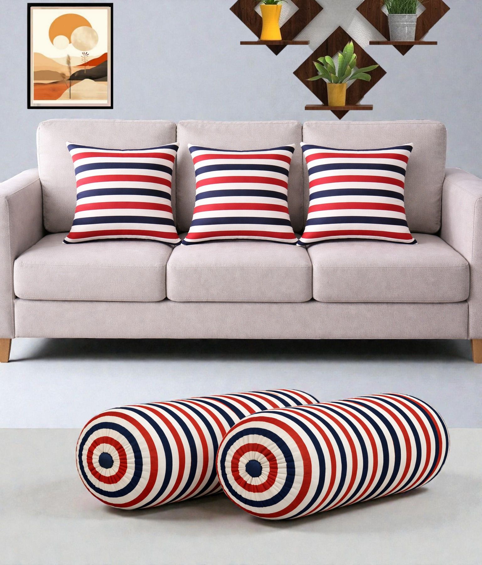 changers Microfibre Bolster Pack of 5 Floral Combo Set Of 3 Cushion And 2 Bolster-picture-28