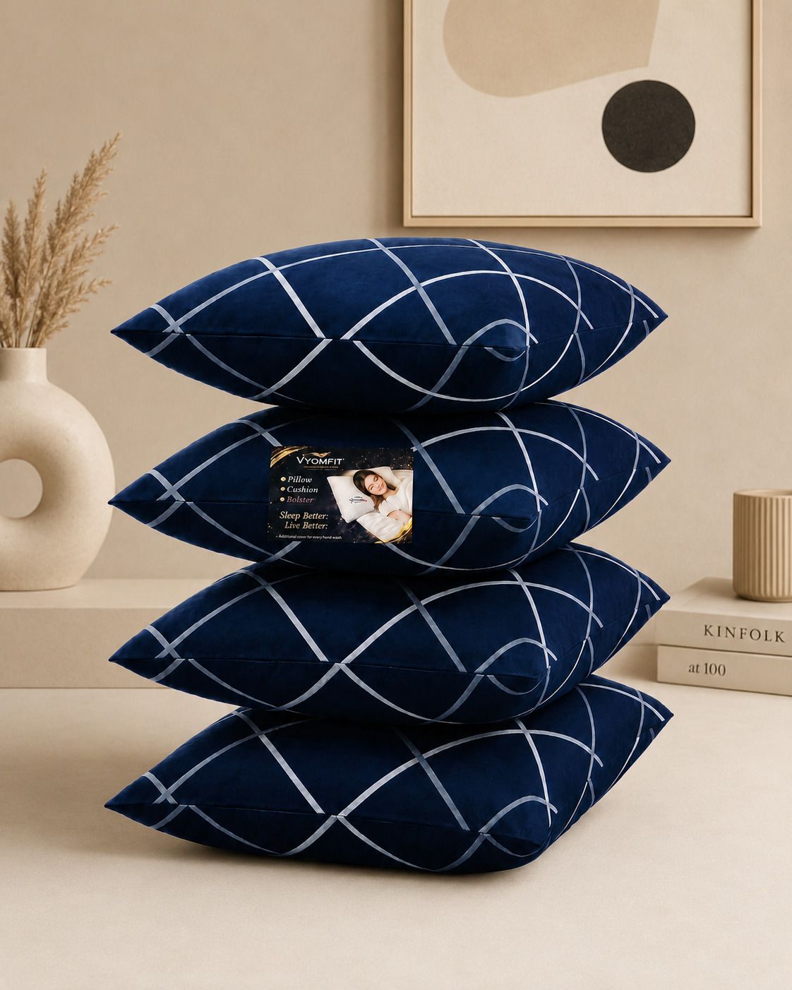 Microfibre Cushion Pack of 4 Printed Premium Cushion Set | (16x16 inch)-image-8