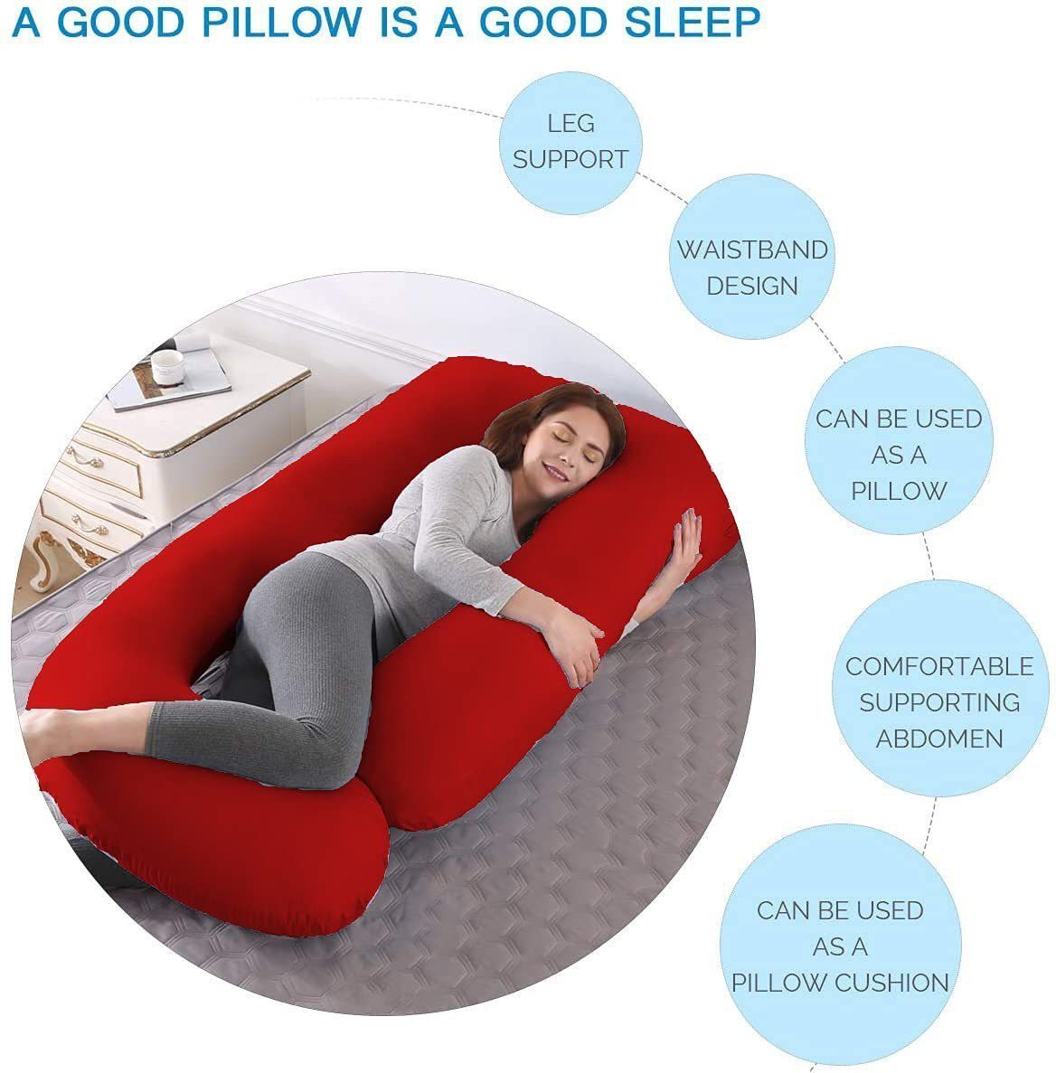 Microfibre Pregnancy Pillow Pack of 1 Solid luxury-image-33