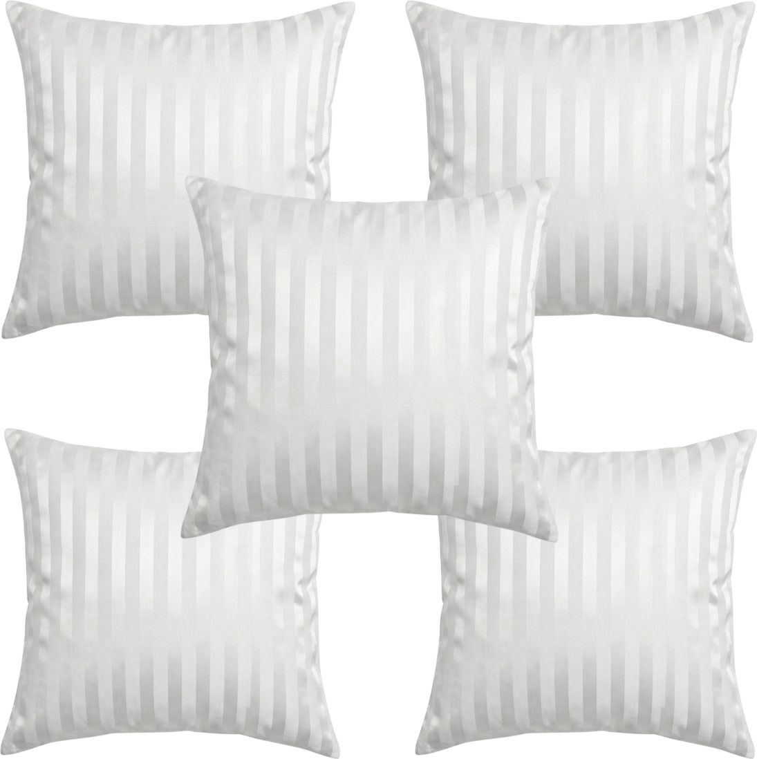 Microfibre Cushion Pack of 5 Solid Satin Strip Fabric Square Cushion Inserts (16*16 inch)(40.6Cm*40.6Cm)-image-8