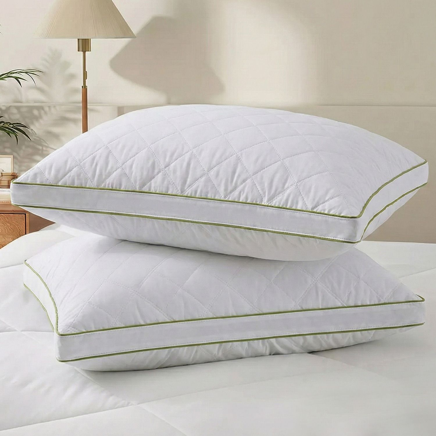 Microfibre Sleeping Pillow Pack of 2 Solid Soft Microfiber Pillows-image-4