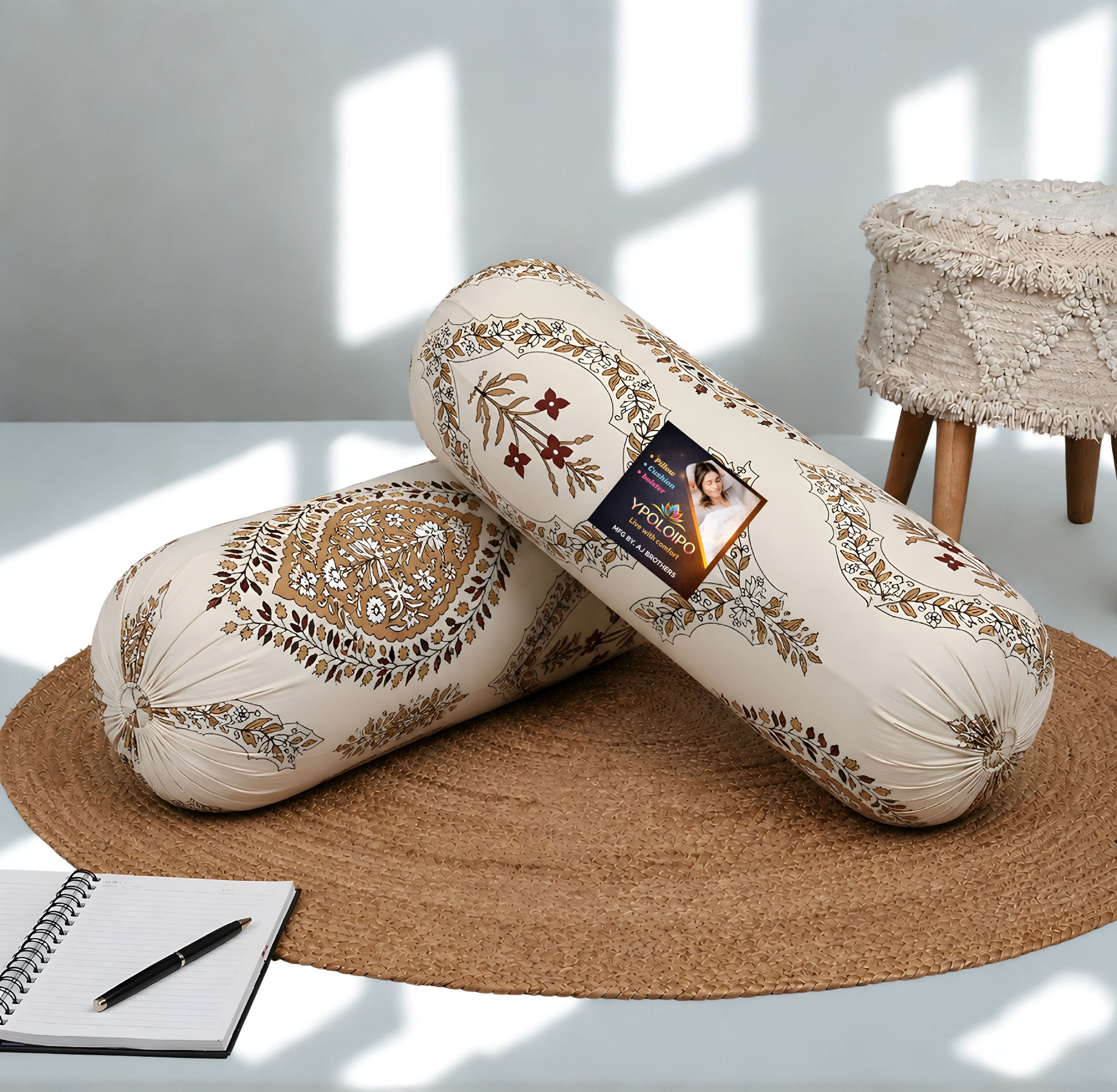 Microfibre Bolster Pack of 2 Floral Premium Bolster Set-image-23