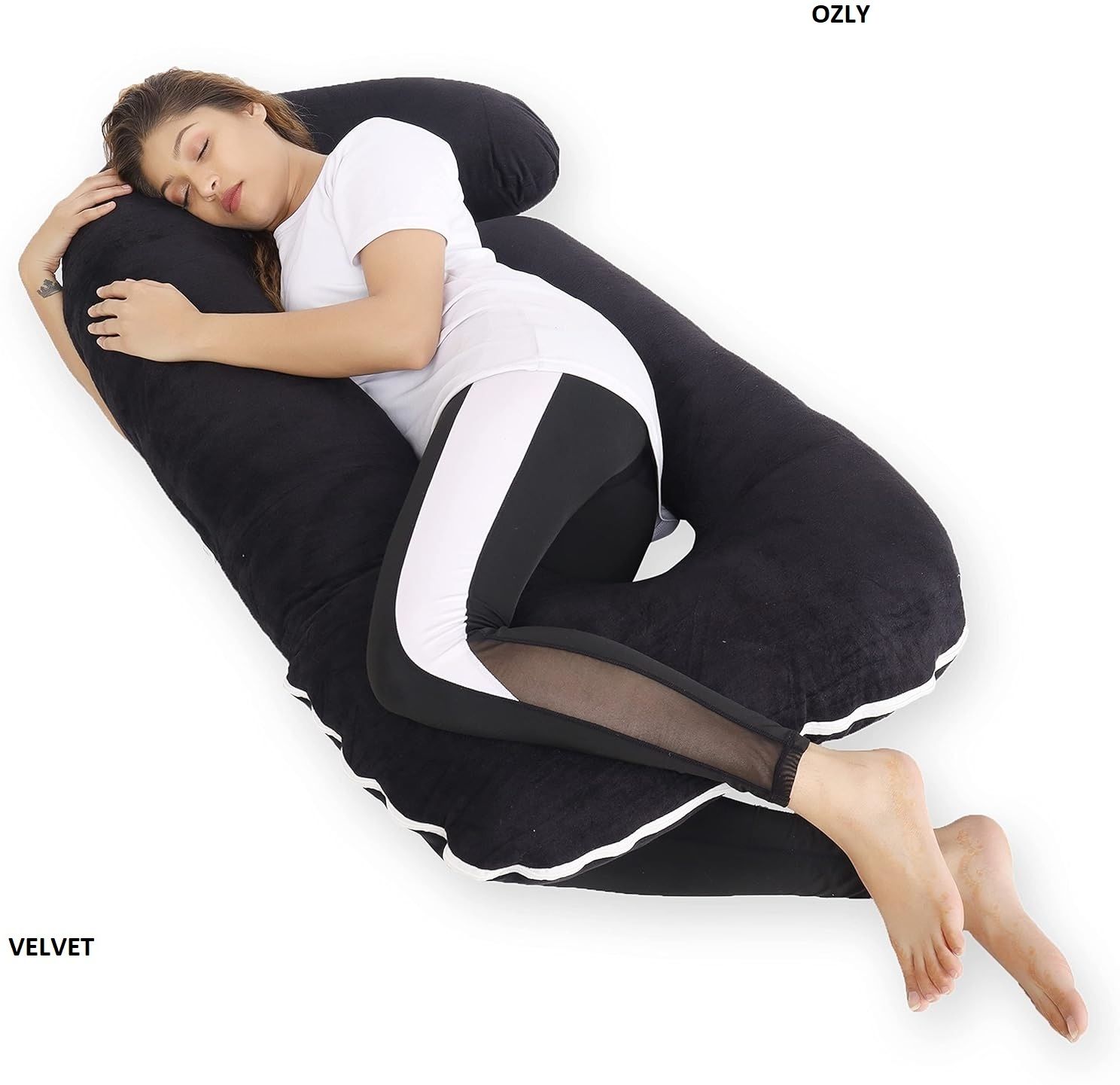 ozly ultra soft j shaped pillow Microfibre, Polyester Fibre Solid Pregnancy Pillow Pack of 1-picture-11