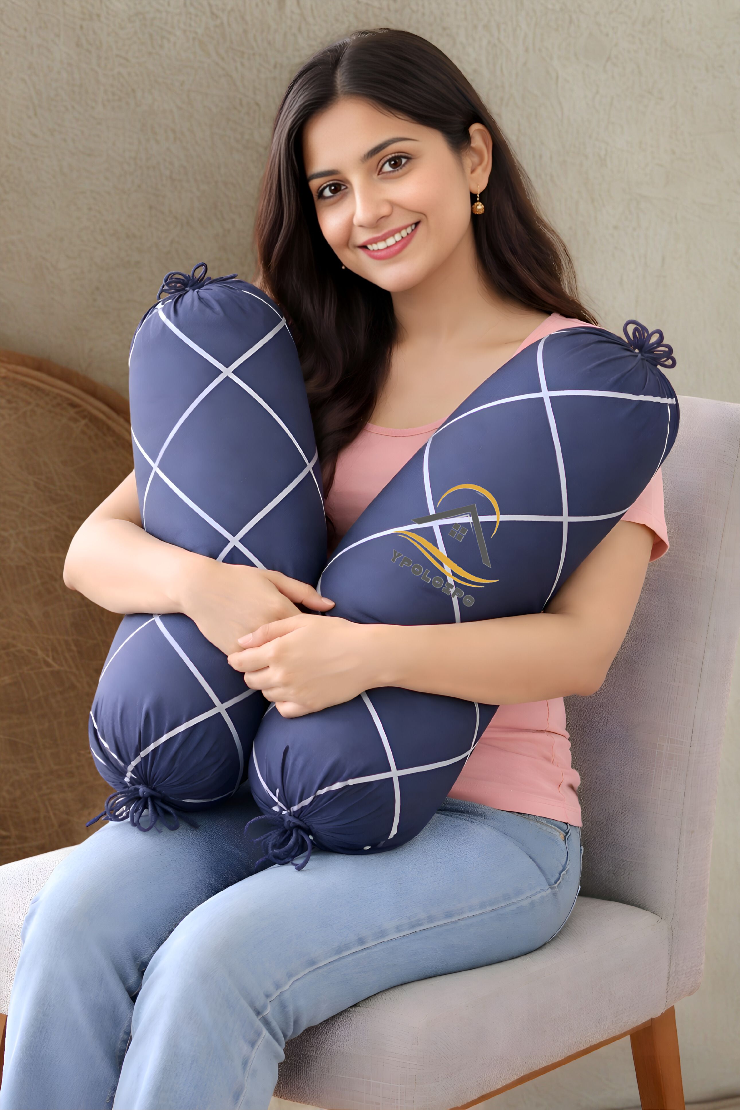 Microfibre Bolster Pack of 2 Geometric Premium