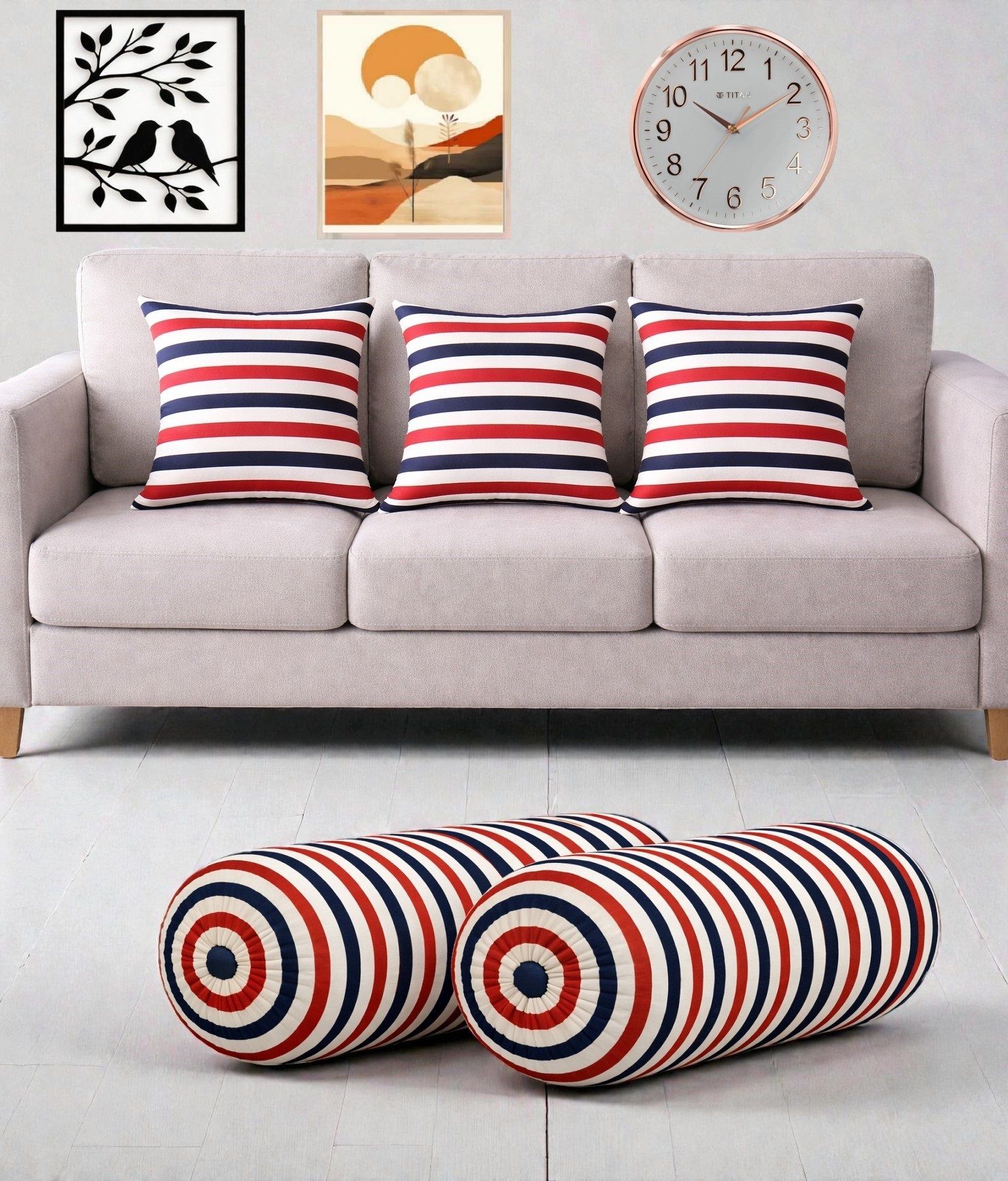 gkm Microfibre Bolster Pack of 5 Floral Combo Set Of 3 Cushion And 2 Bolster-picture-14