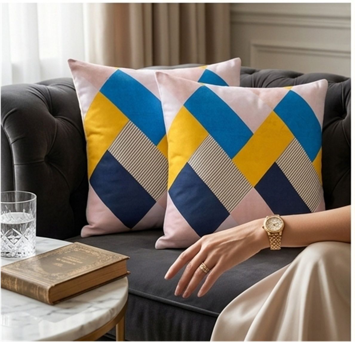 floating dreams Microfibre, Cotton Cushion Pack of 2 Printed Premium cushion pillow set for Sofa-picture-1