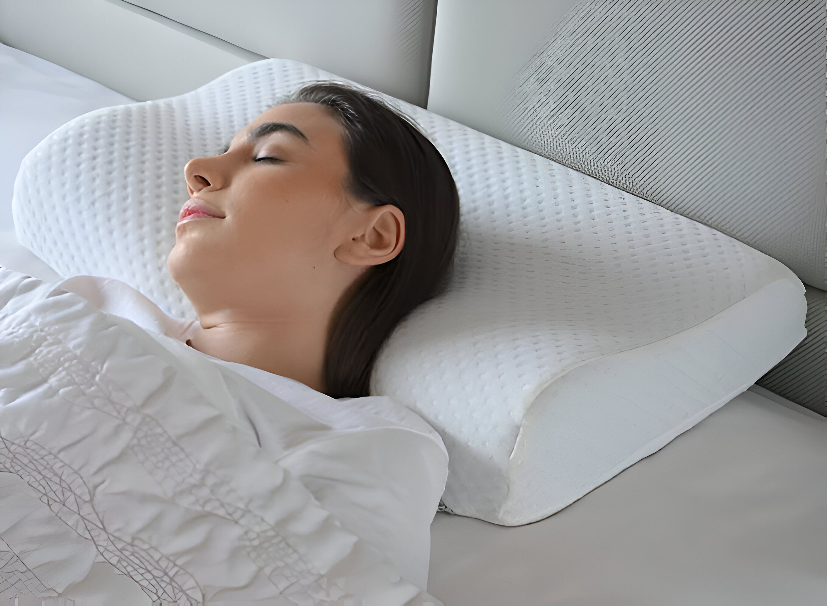 Cervical Contour Memory Foam Pillow / Stomache / Side Sleepers / Anti-Snoring Memory Foam Solid Orthopaedic Pillow Pack of 1-image-37