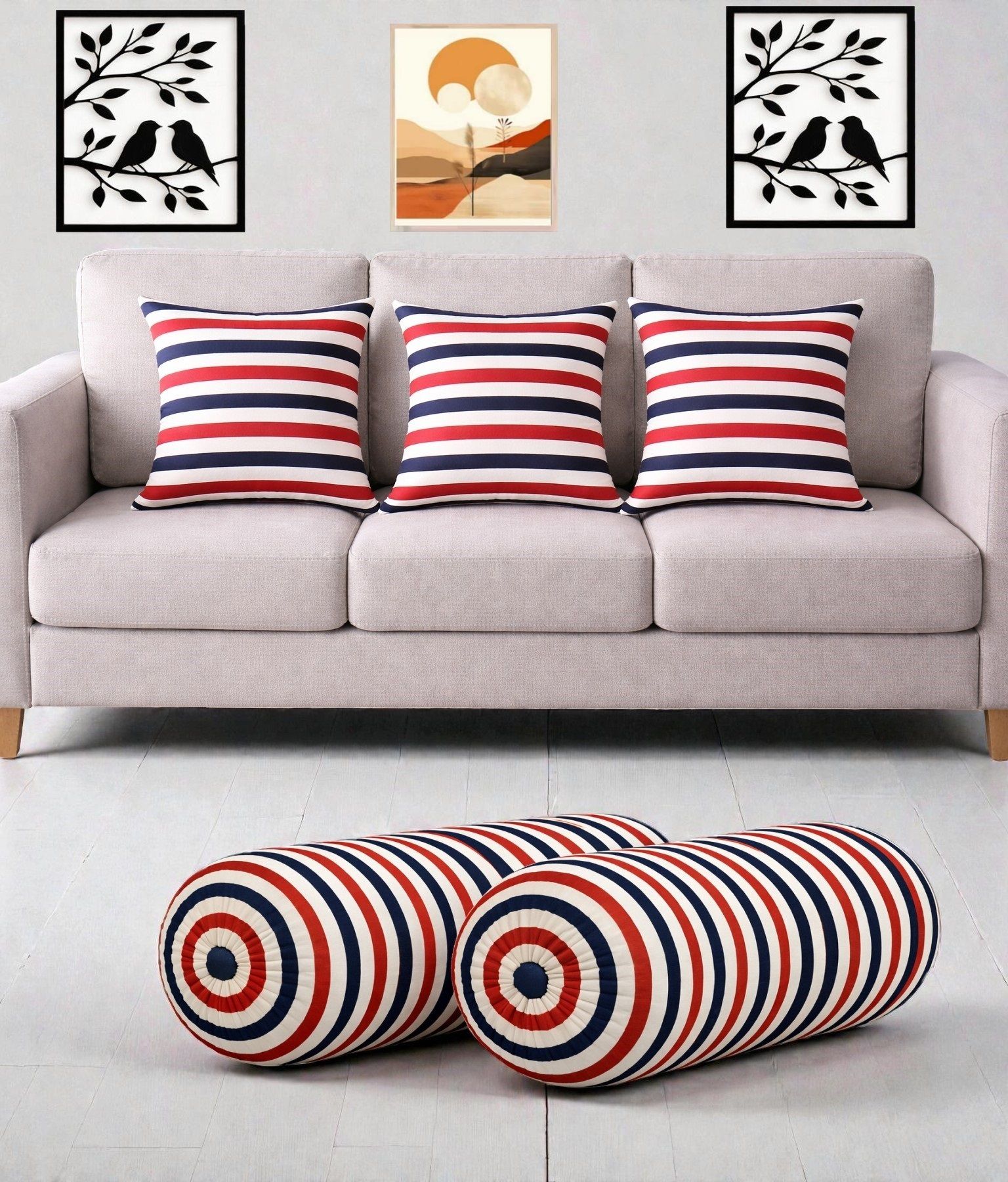swikon star Microfibre Bolster Pack of 5 Floral Combo Set Of 3 Cushion And 2 Bolster-picture-5