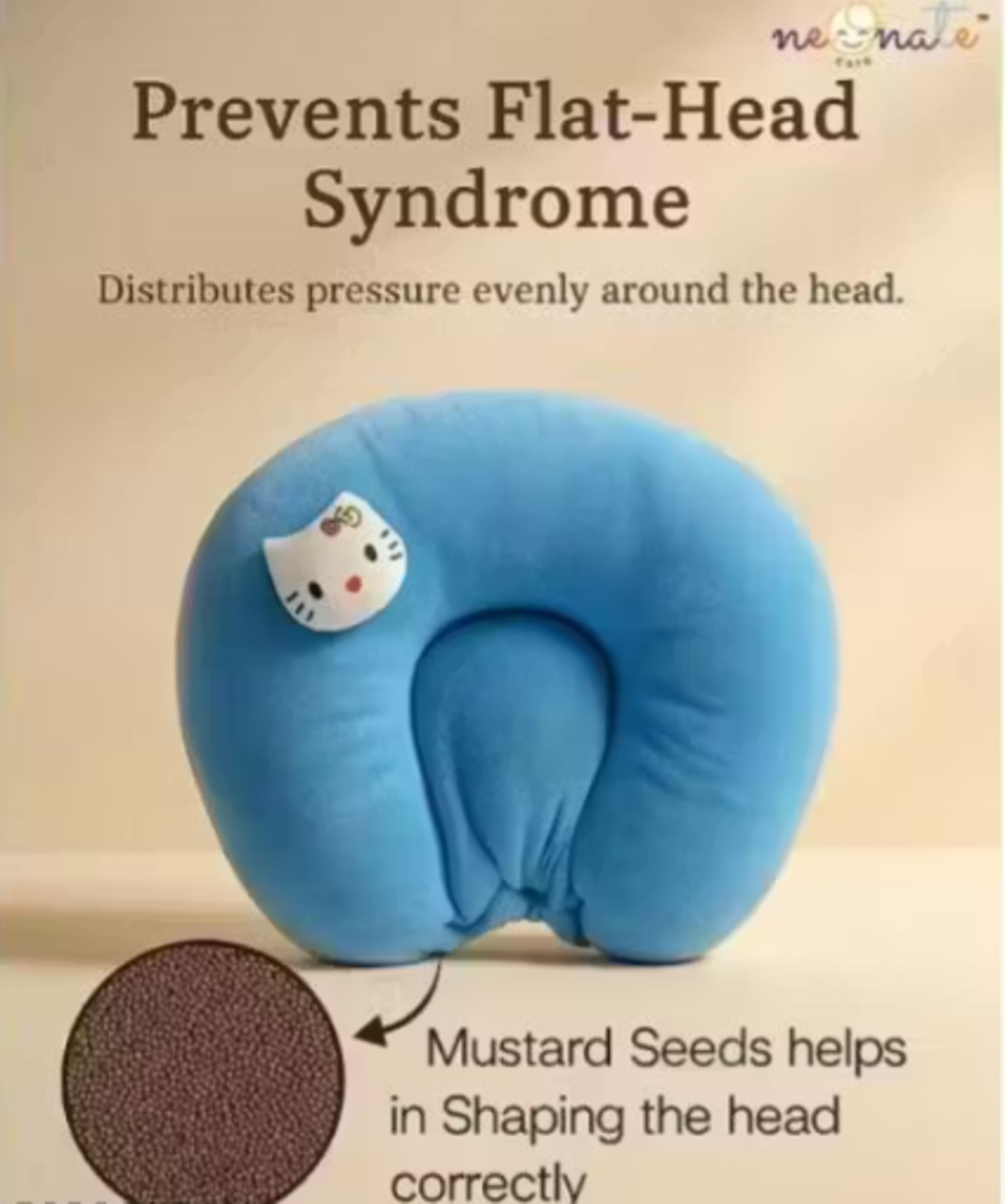 Mustard Seeds, Microfibre Baby Pillow Pack of 1 Solid Baby Head Safety Products Back Protector Pillow Cushion-image-7