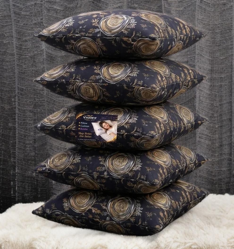 Microfibre Cushion Pack of 5 Abstract Premium Cushion Set | (16x16 inch)-image-3