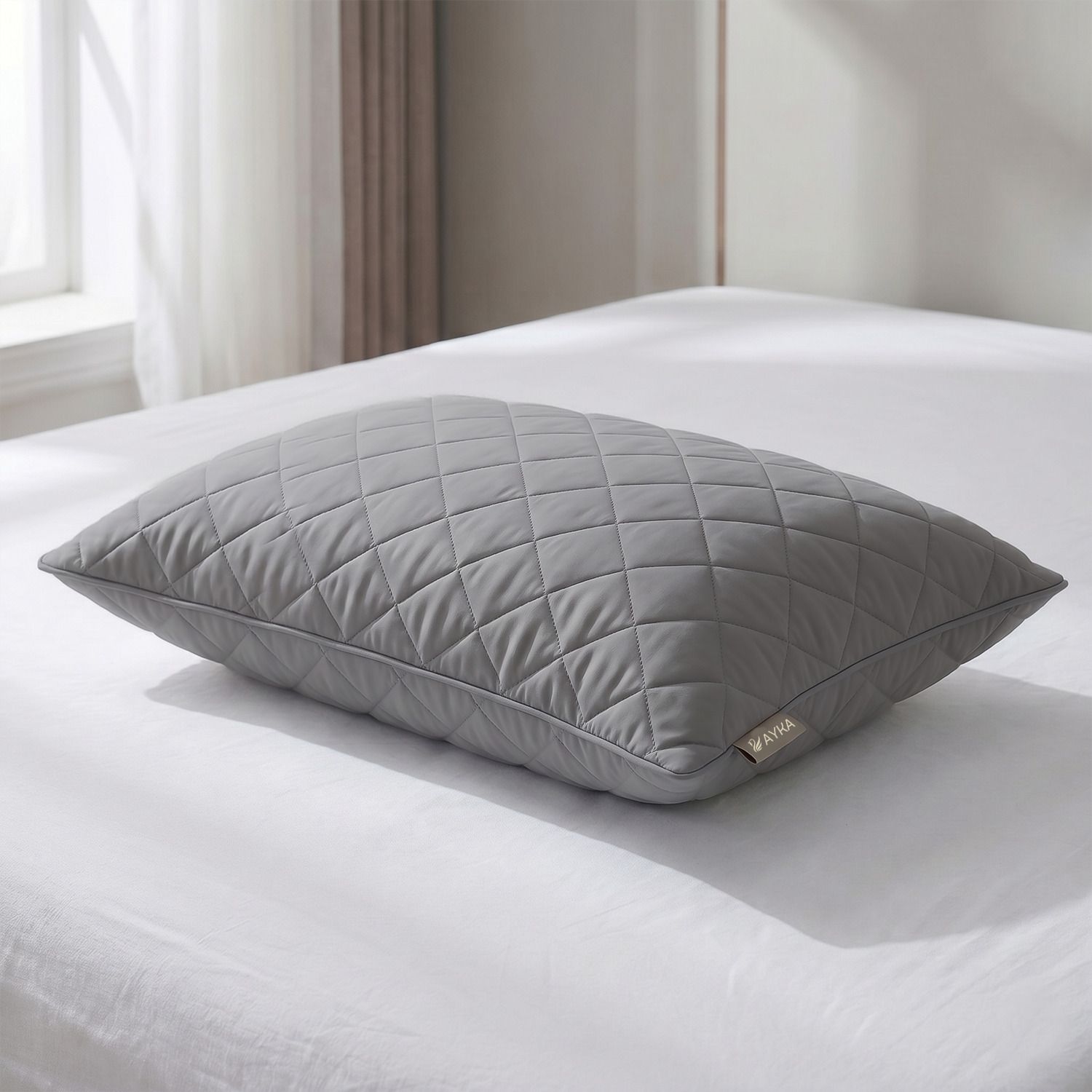 ayka Microfibre Sleeping Pillow Pack of 1 Solid Quilted Pillow-picture-46