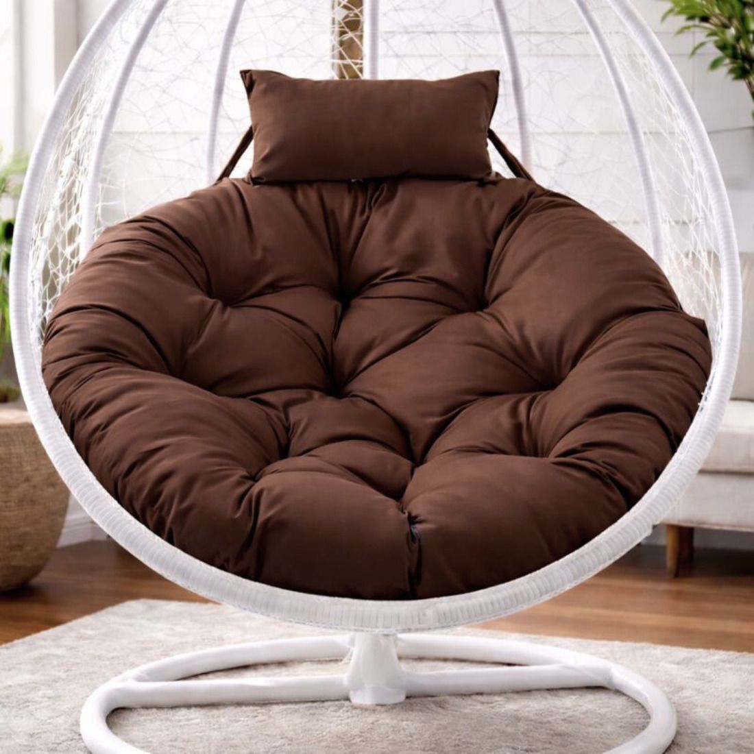 Microfibre Cushion Pack of 1 Solid Round Cushion Soft Padded for Egg Swing, Basket Chair & Jhula-image-47