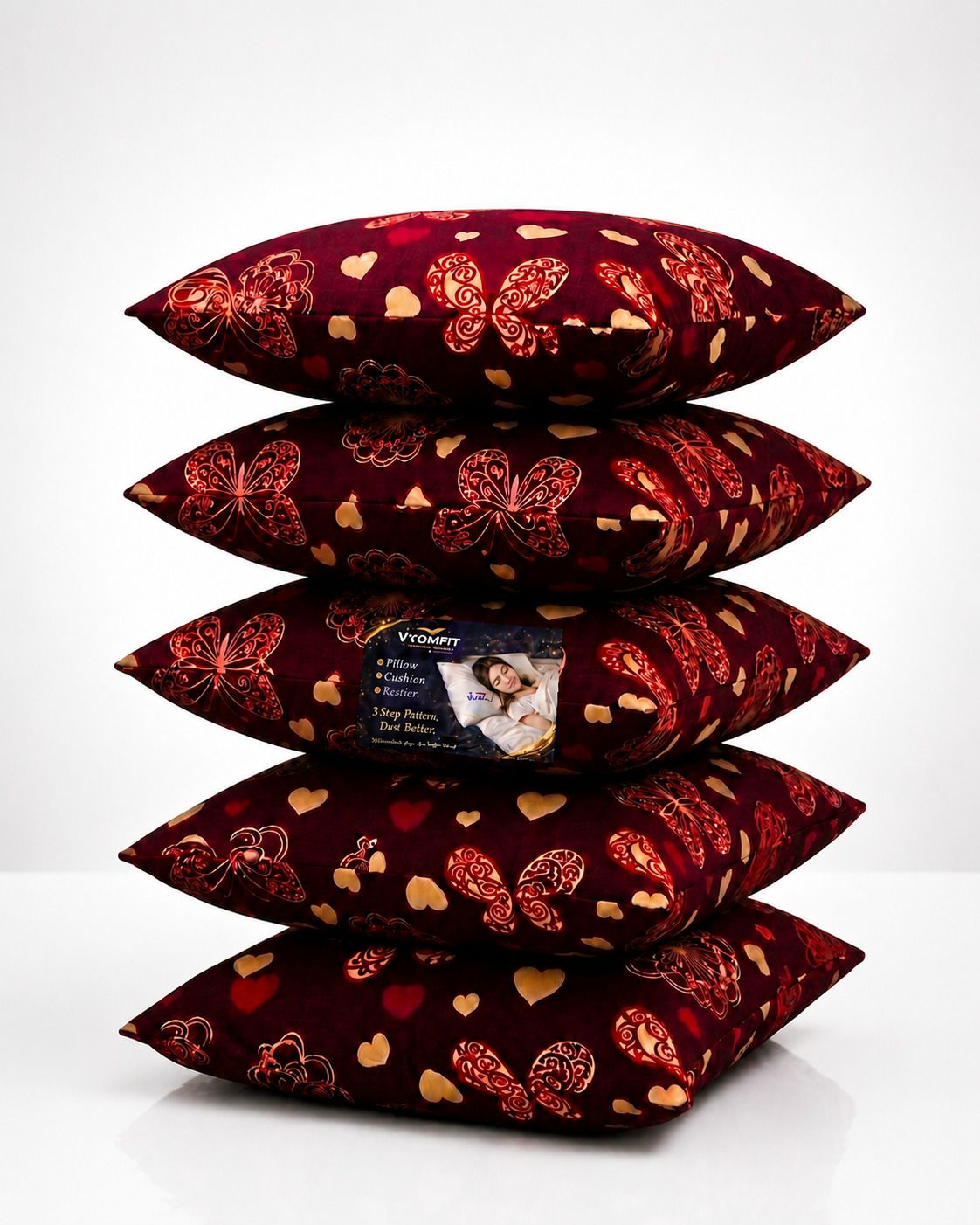 Microfibre Cushion Pack of 5 Printed Premium Cushion Set | (16x16 inch)-image-27