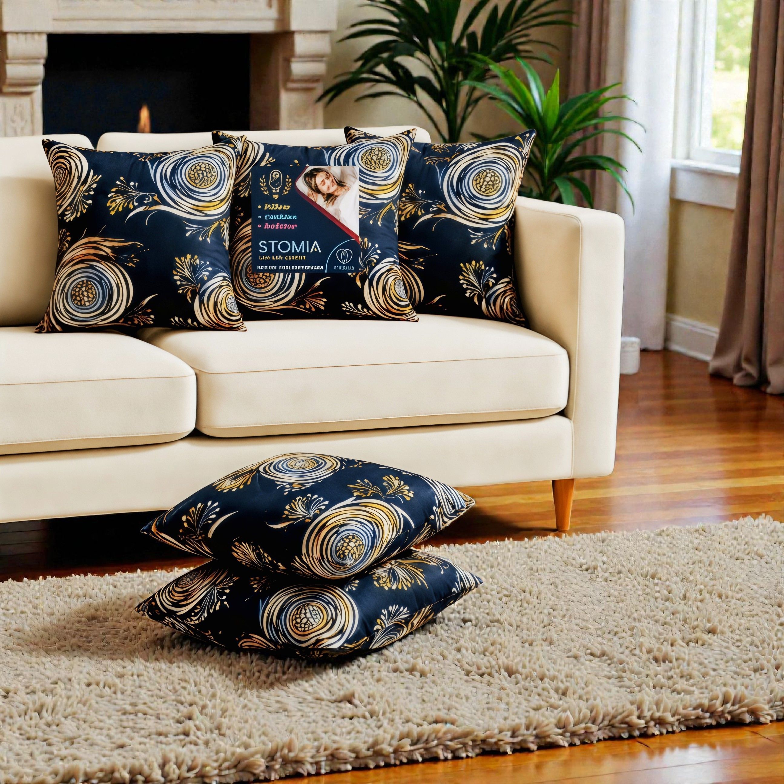 stomia Cotton Cushion Pack of 5 Floral Premium Cushion Set | (16x16 inch)-picture-26
