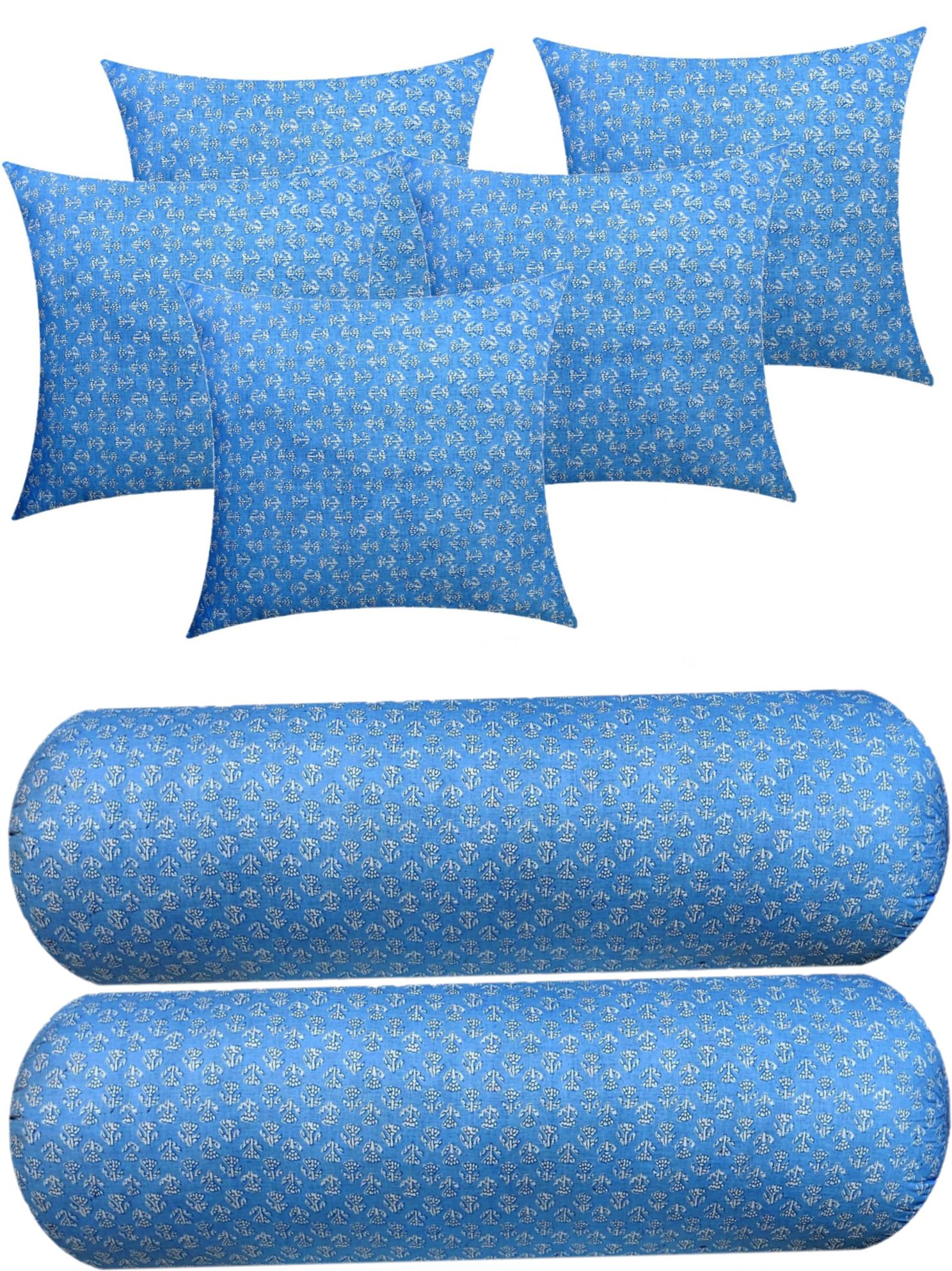 Microfibre Bolster Pack of 7 Floral Combo Set of 5 Cushion And 2-image-43
