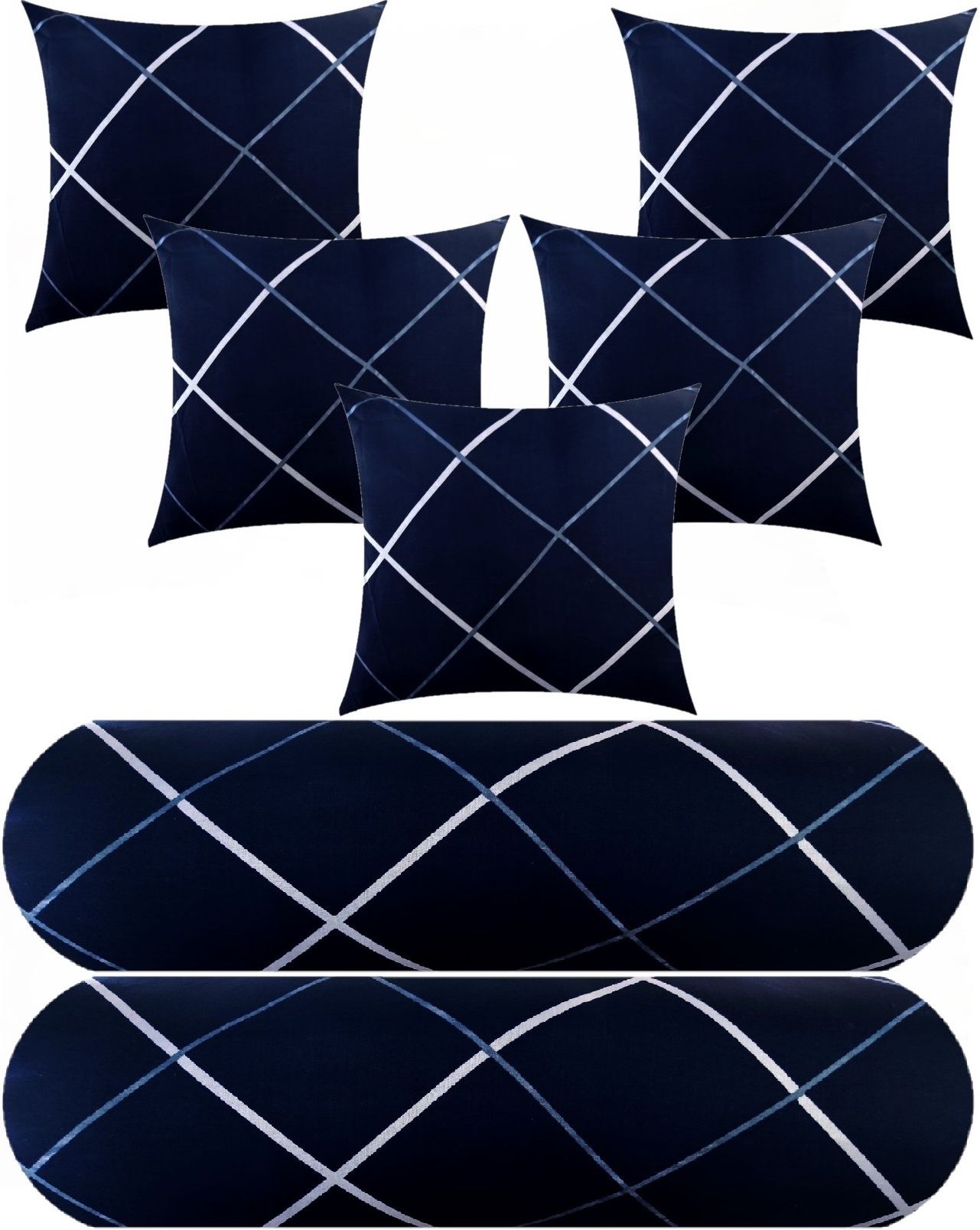 5 Cushion 2 bolster Microfibre Geometric Bolster Pack of 7