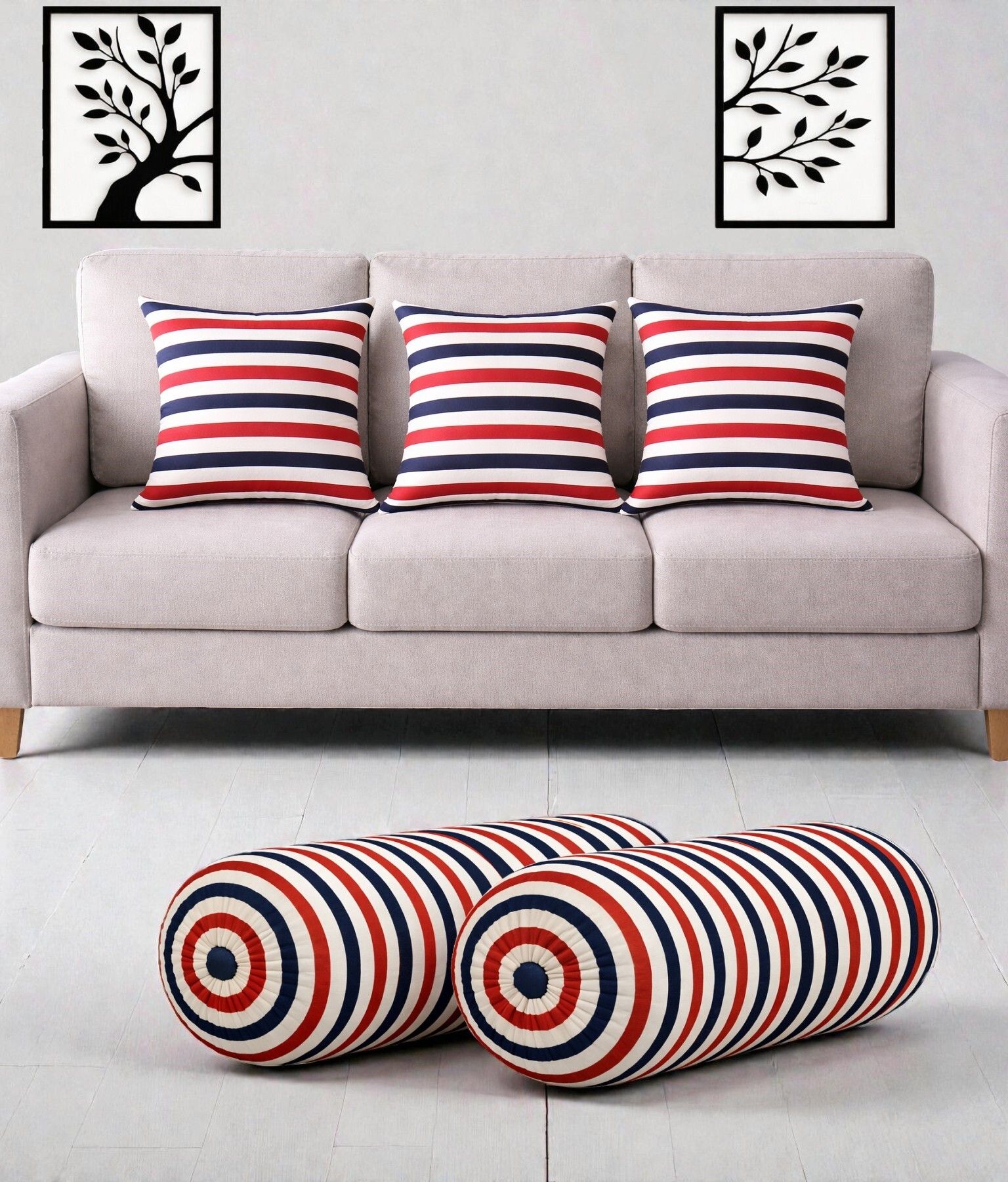 changers Microfibre Bolster Pack of 5 Floral Combo Set Of 3 Cushion And 2 Bolster-picture-26